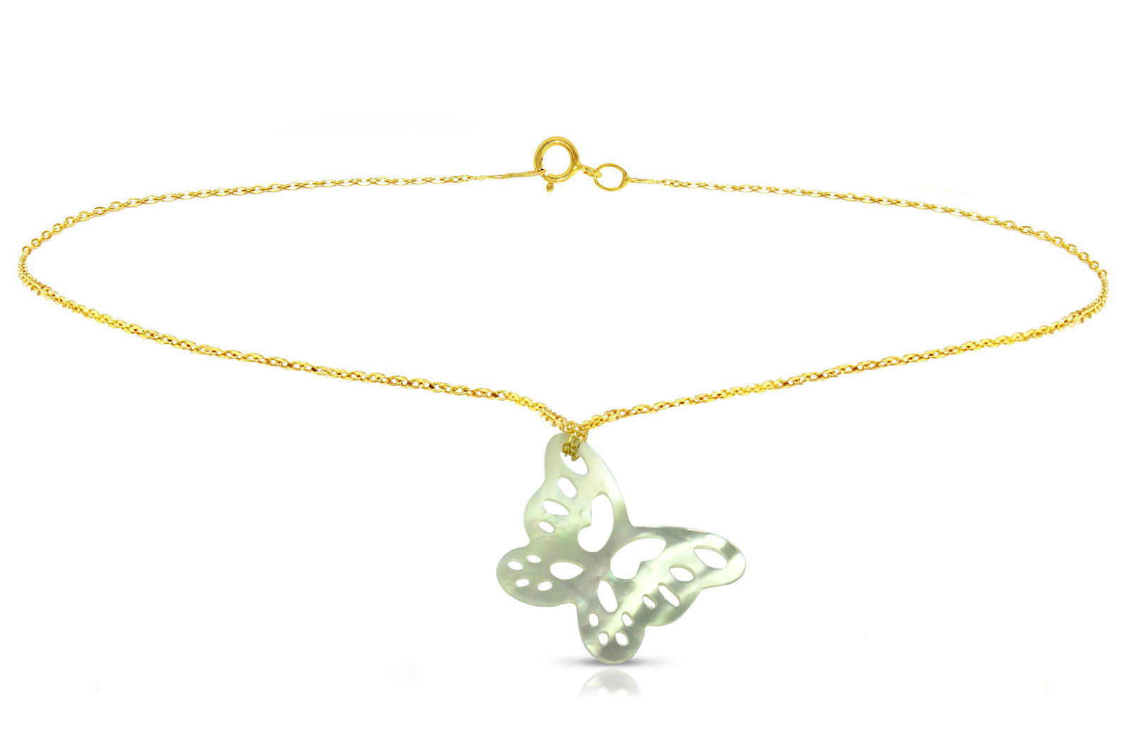 Vera Perla 18K Gold Cute Butterfly Mother of Pearl Bracelet