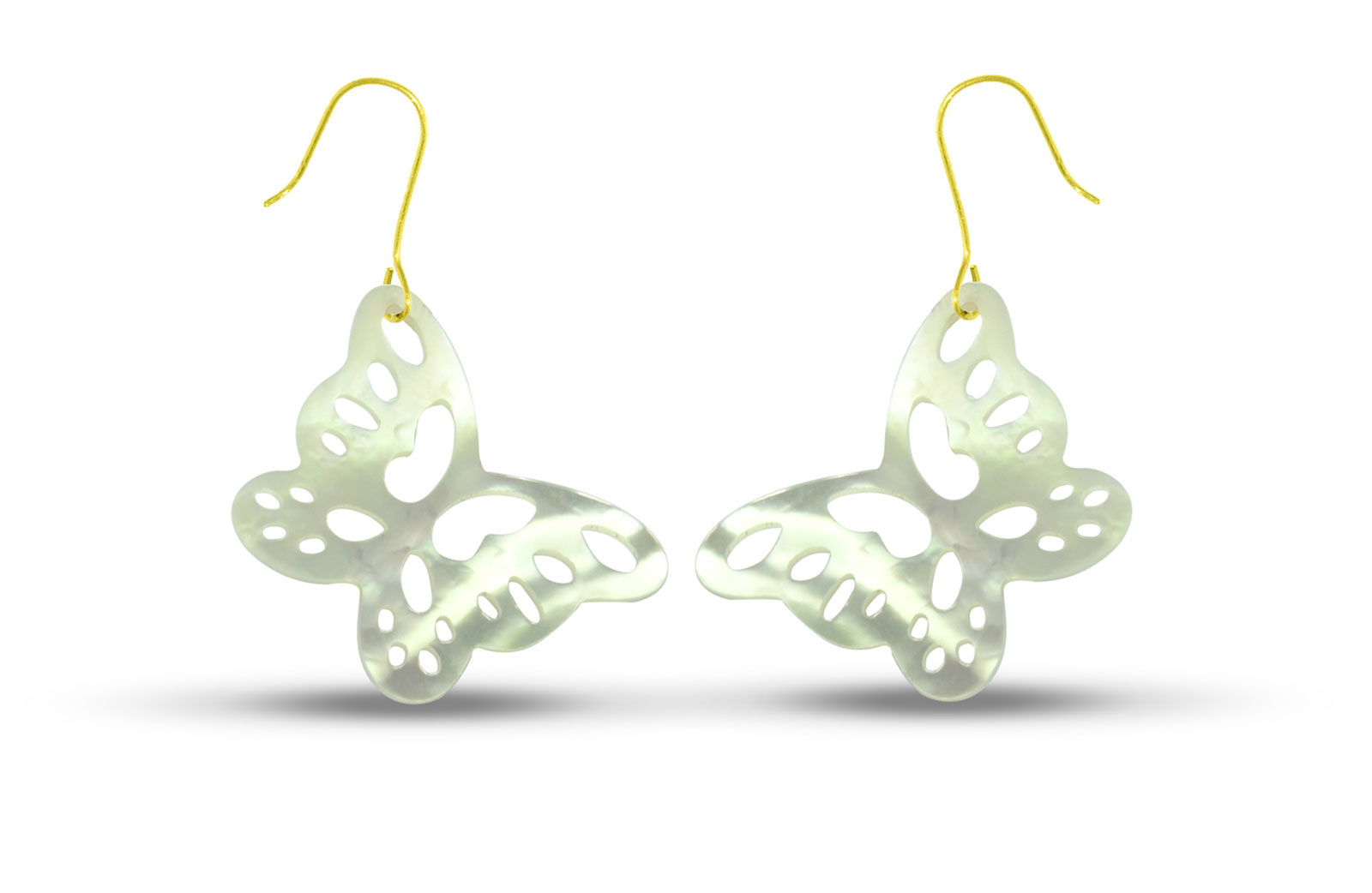 Vera Perla 18K Gold Cute Butterfly Mother of Pearl Earrings