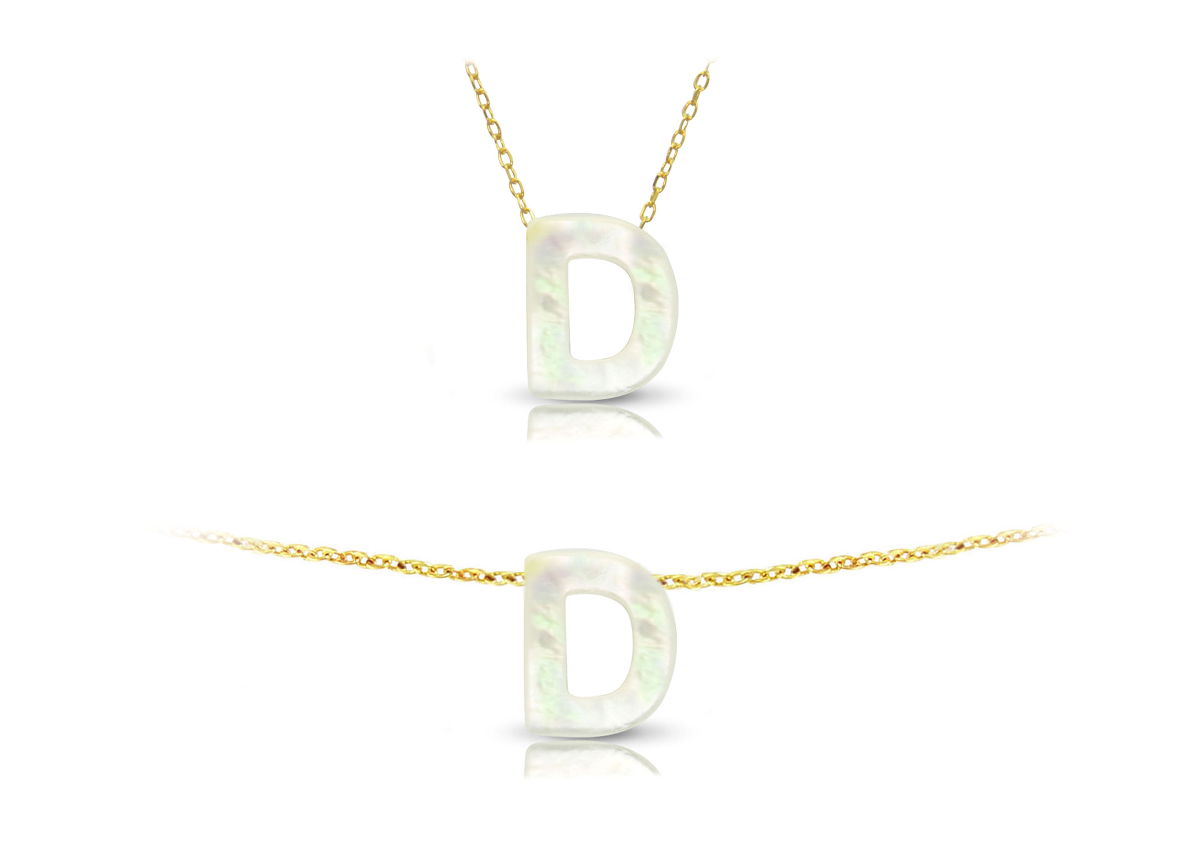 Vera Perla 18K Gold D Letter  Mother of Pearl Jewelry Set
