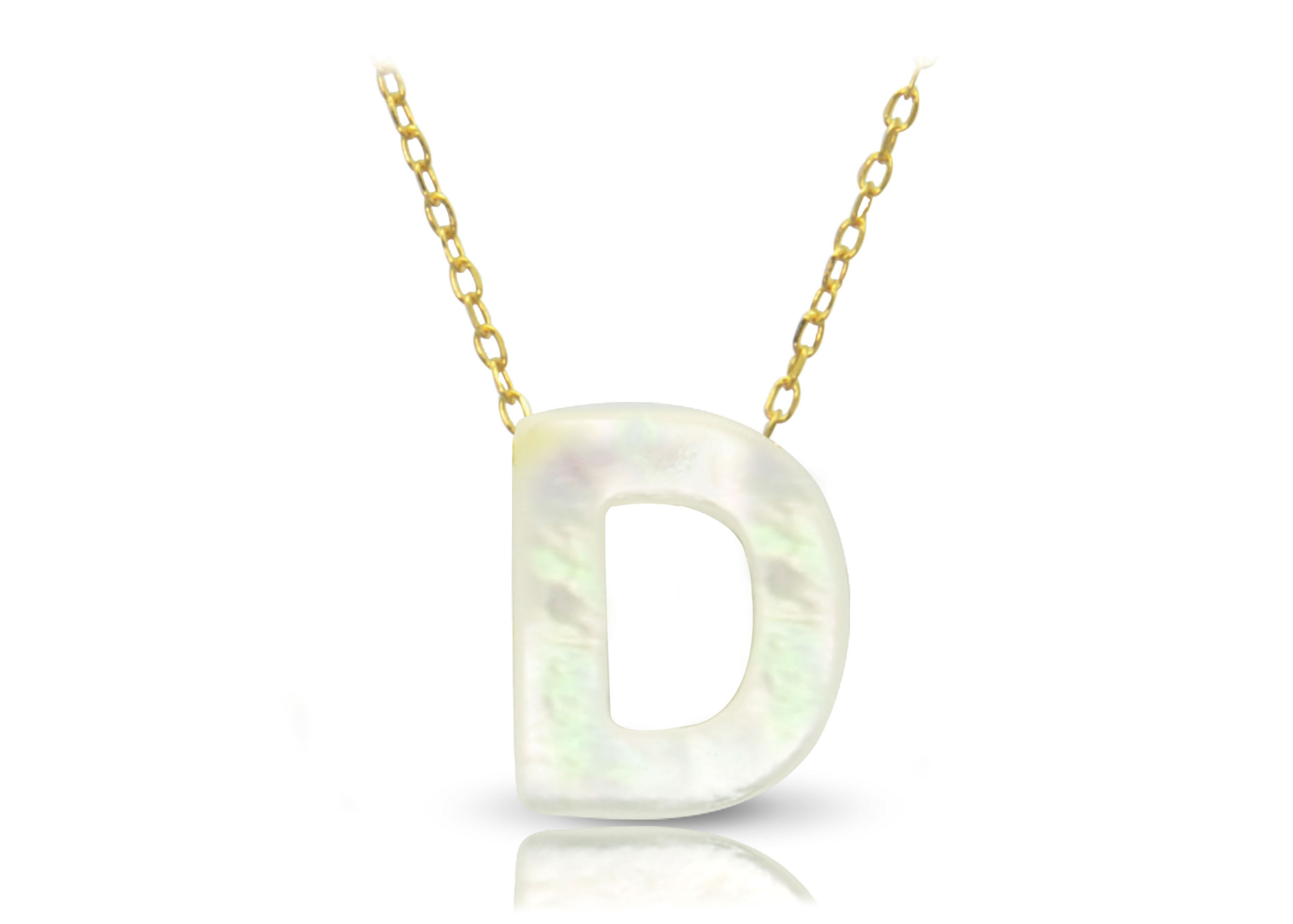 Vera Perla 18K Gold D Letter  Mother of Pearl Necklace