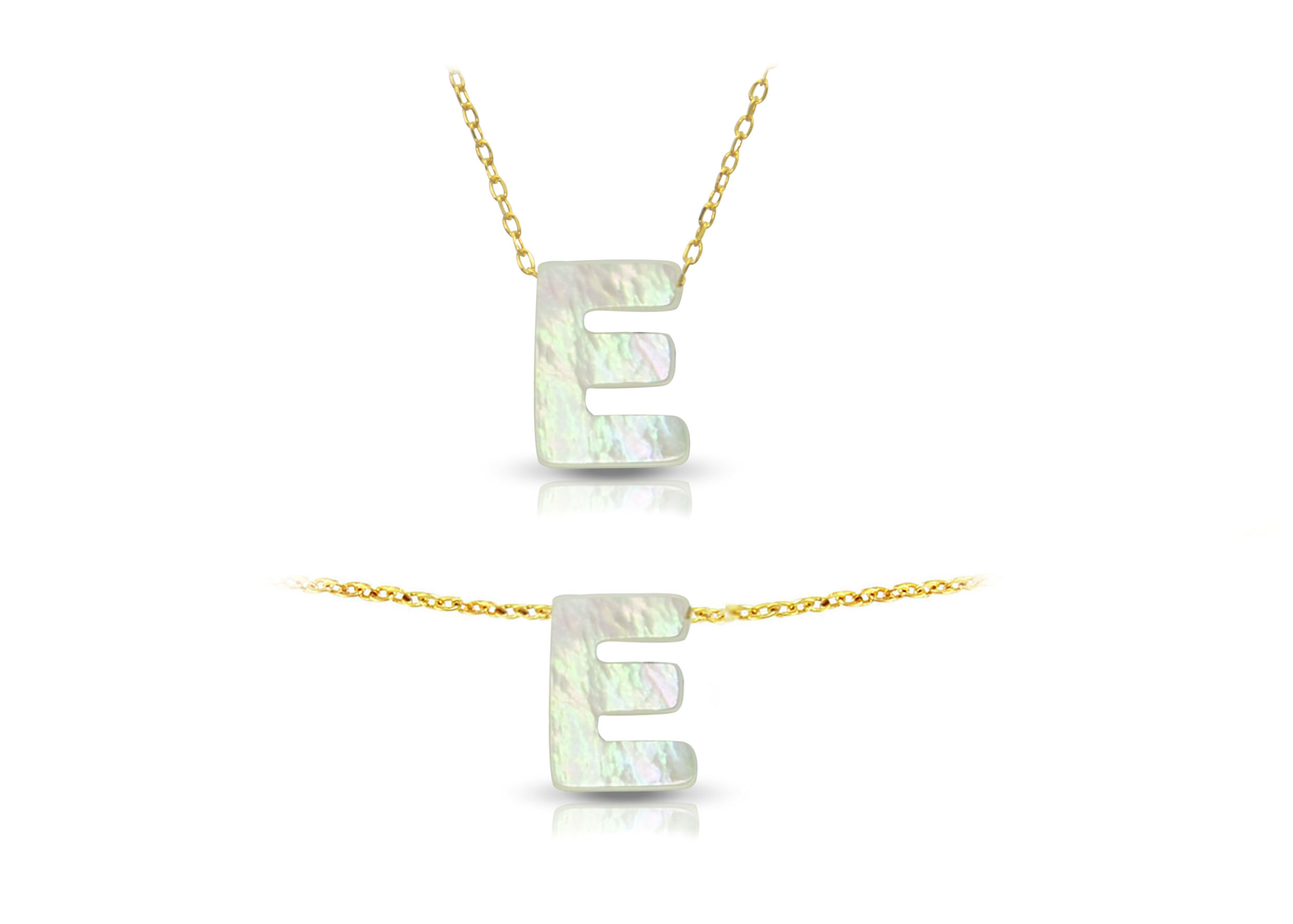 Vera Perla 18K Gold E Letter  Mother of Pearl Jewelry Set