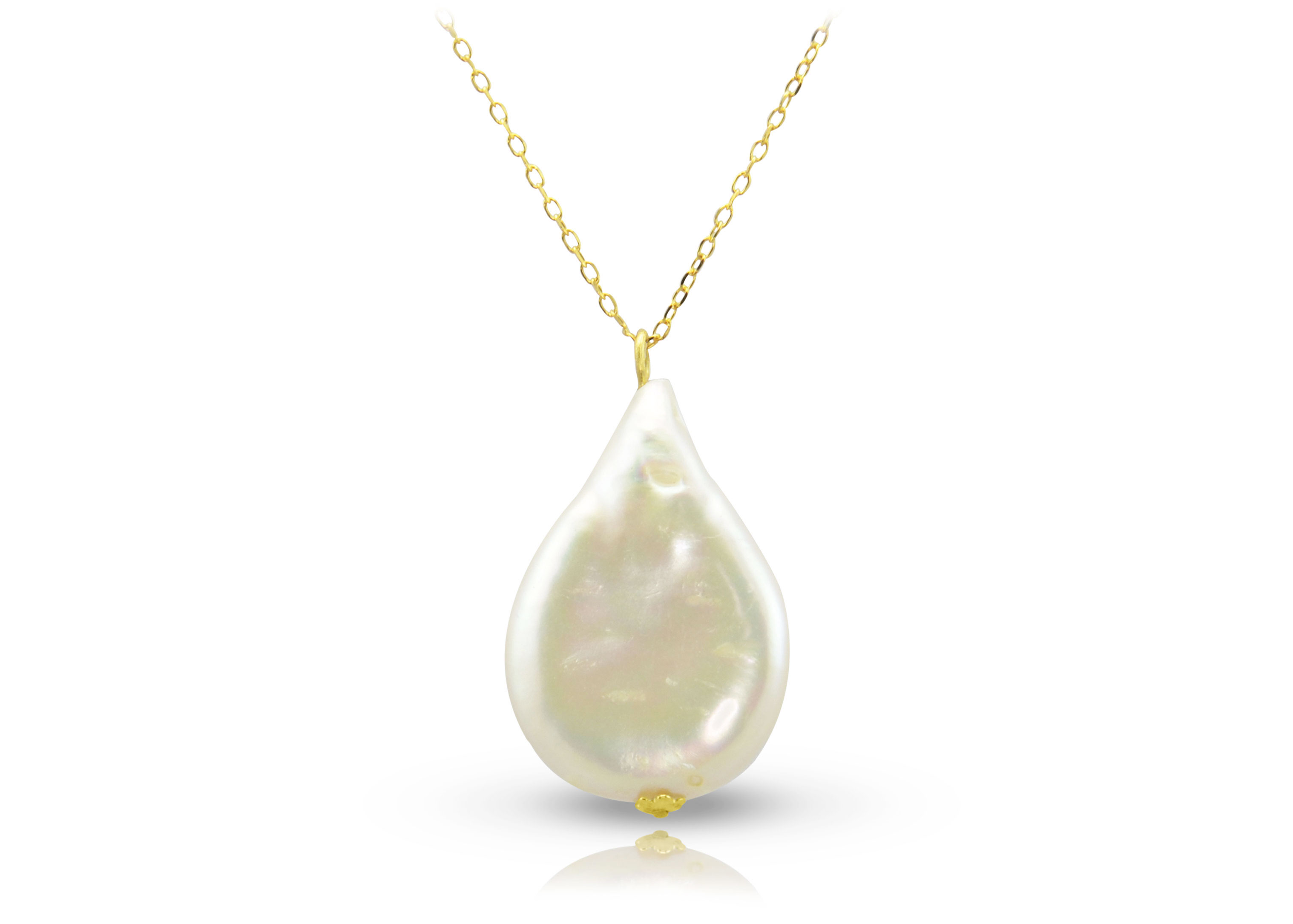 Vera Perla 18K Gold Fancy Coin Pearl Necklace