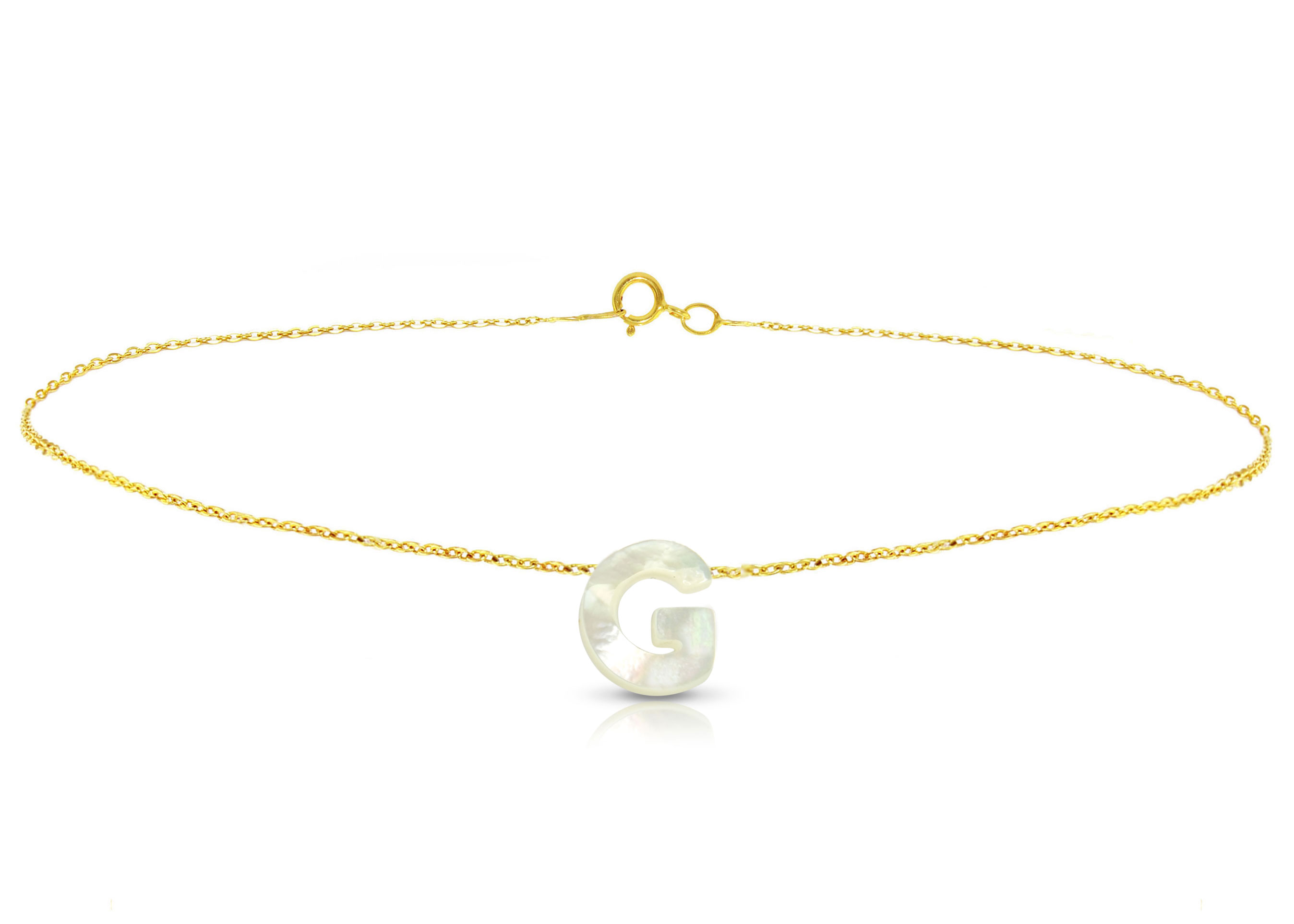Vera Perla 18K Gold G Letter  Mother of Pearl Bracelet