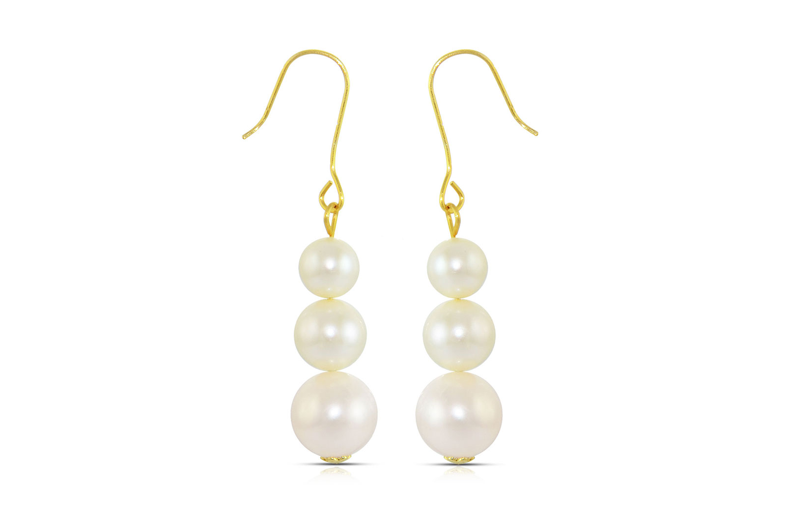 Vera Perla 18K Gold Genuine Pearls Journey Earrings