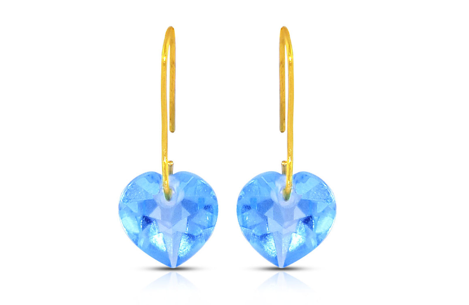 Vera Perla 18K Gold Genuine Swiss Blue Topaz 7mm Heart Earrings
