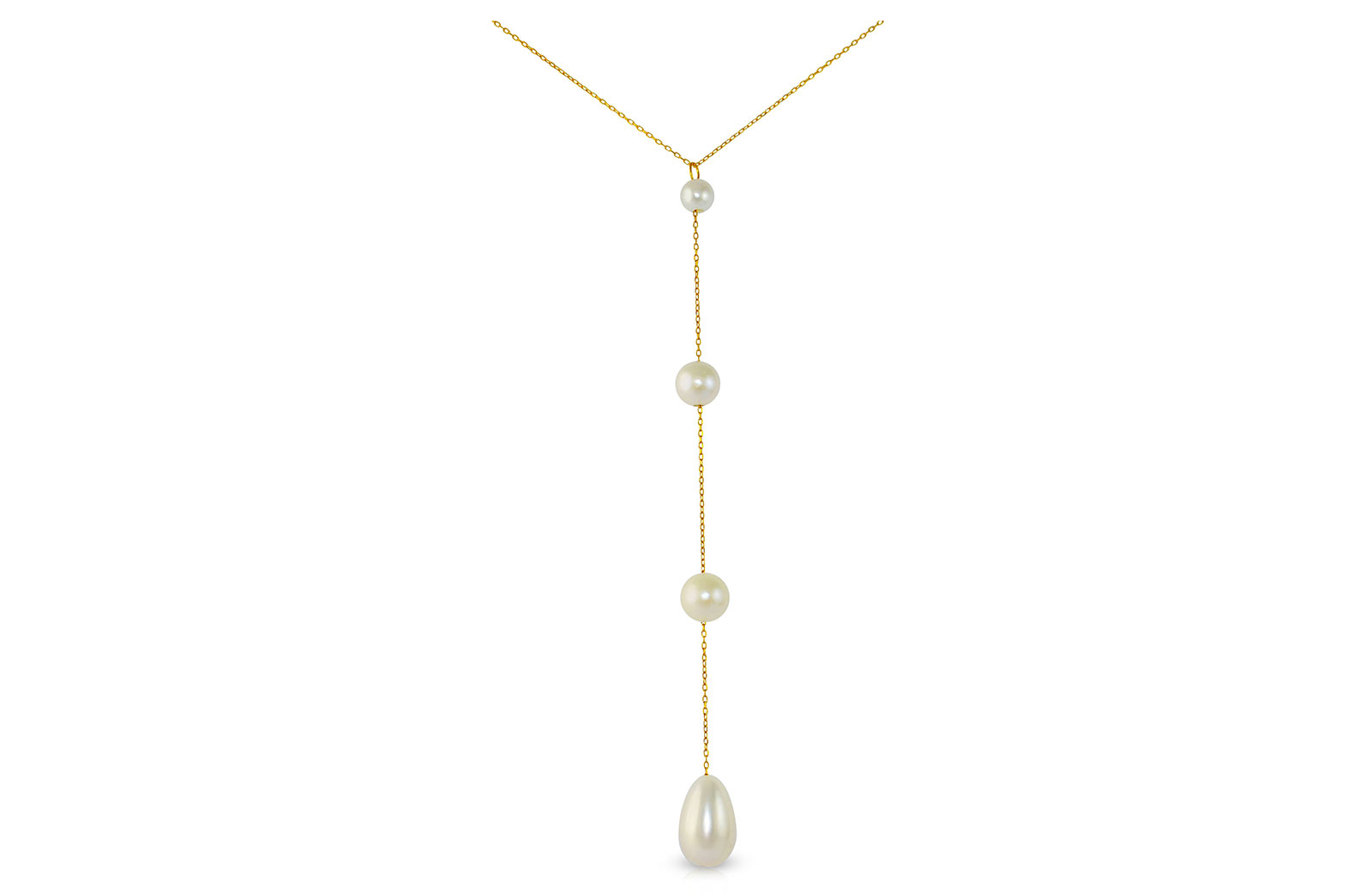 Vera Perla 18K Gold Gradual Built-in with Drop Pearl Necklace 