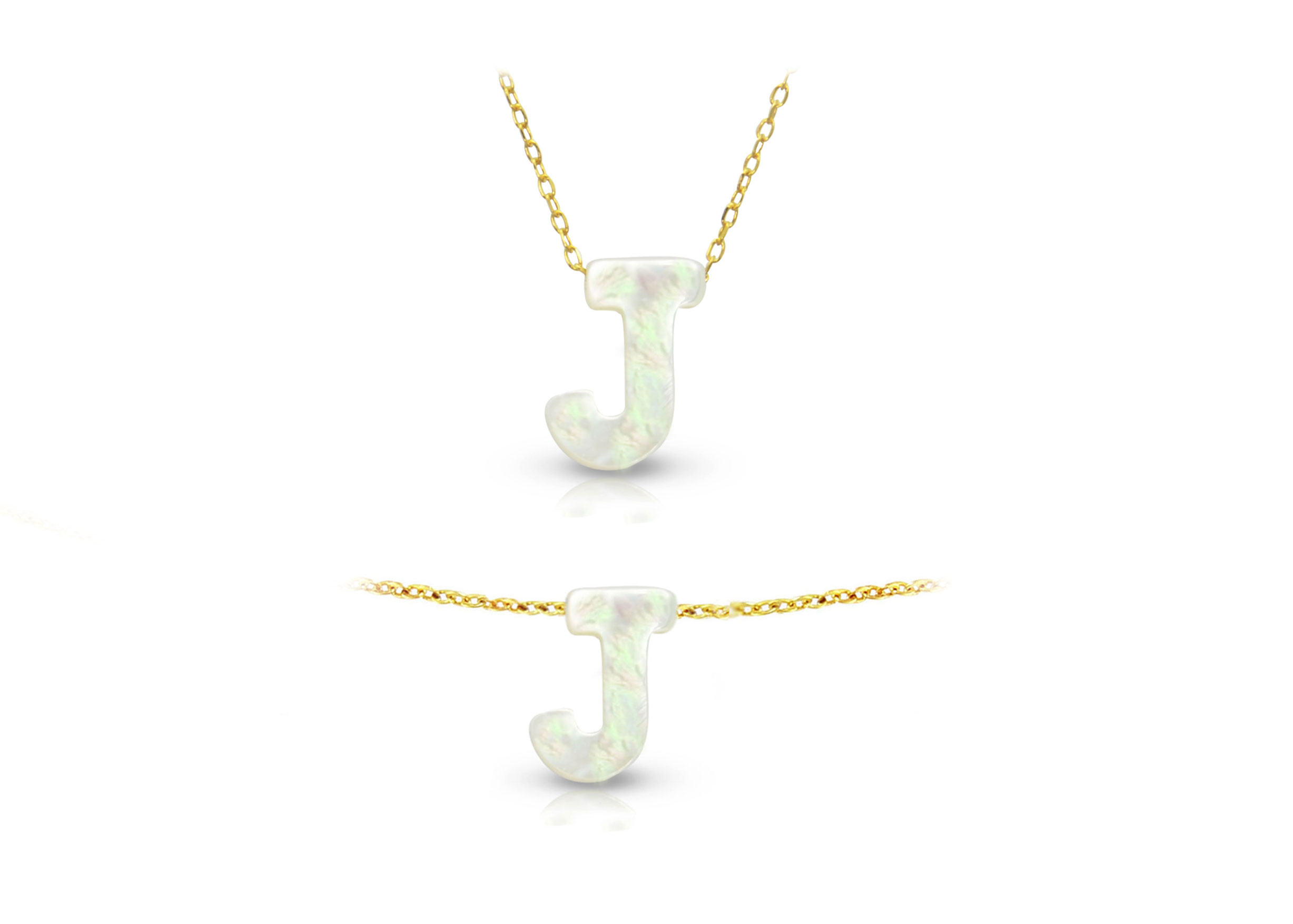 Vera Perla 18K Gold J Letter  Mother of Pearl Jewelry Set