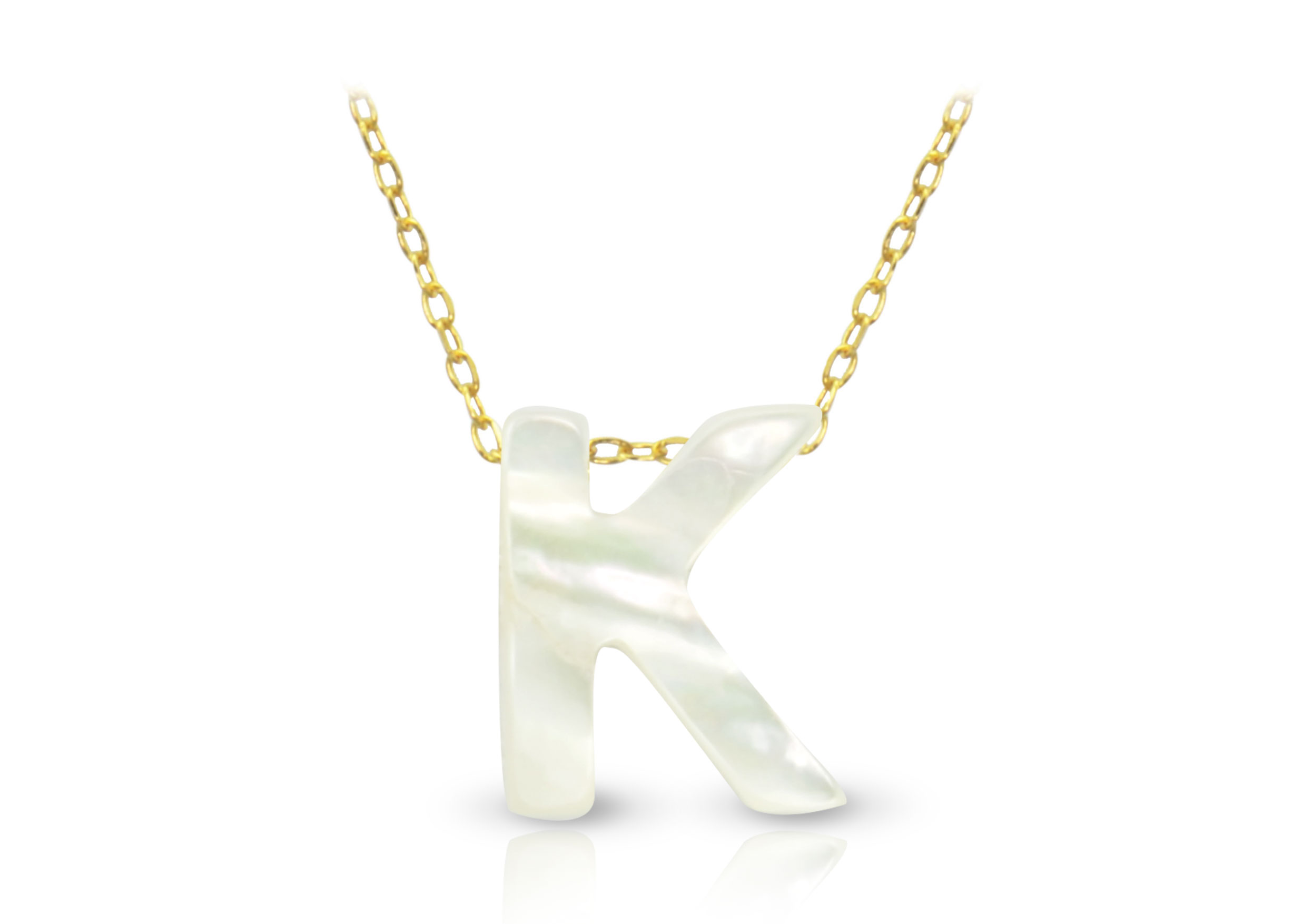 Vera Perla 18K Gold K Letter  Mother of Pearl Necklace