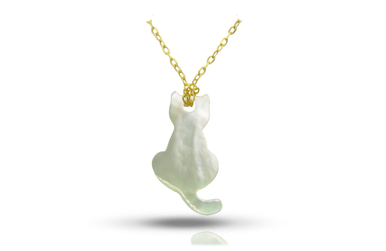 Vera Perla 18K Gold Kitty Back Mother of Pearl Necklace