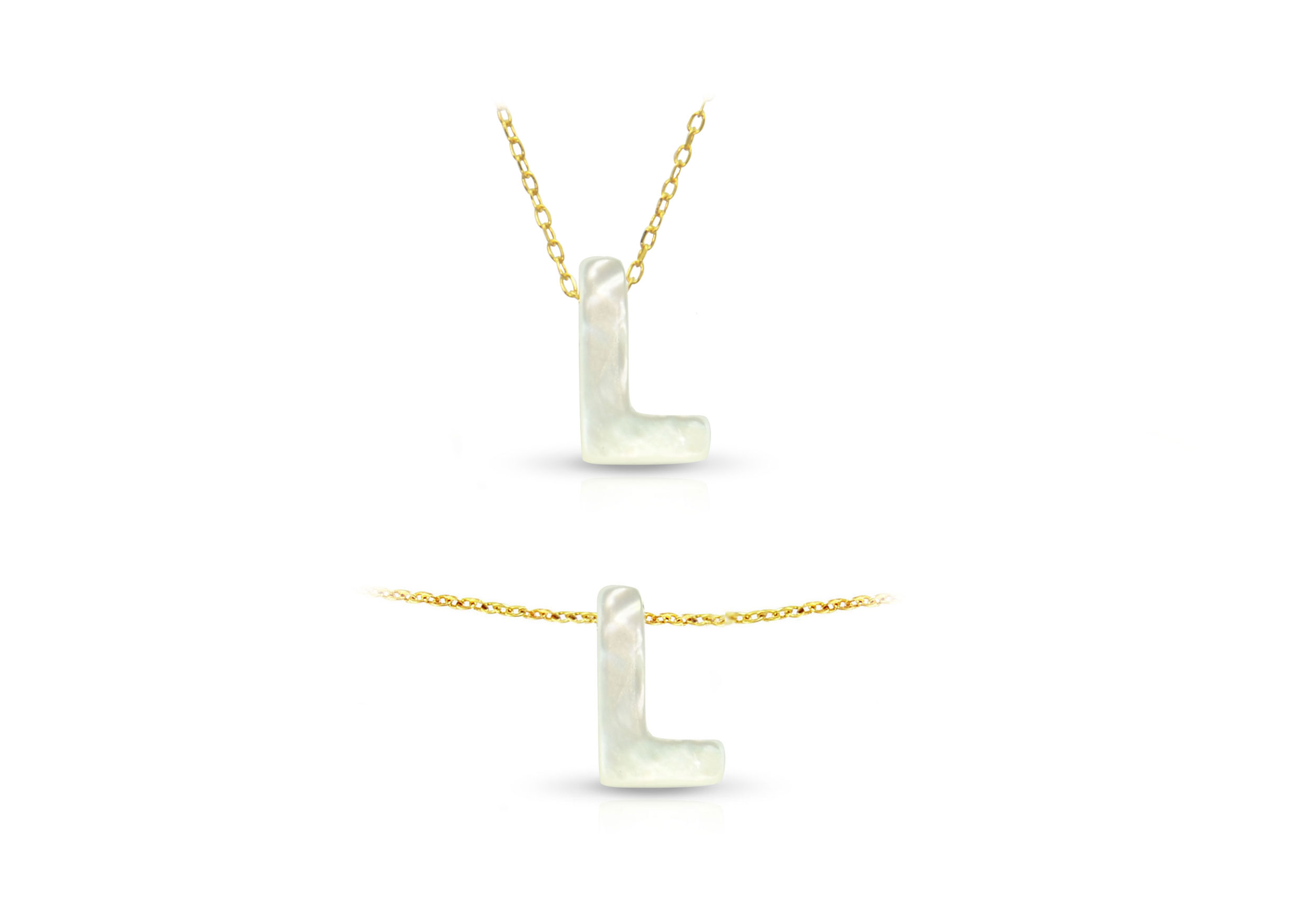 Vera Perla 18K Gold L Letter  Mother of Pearl Jewelry