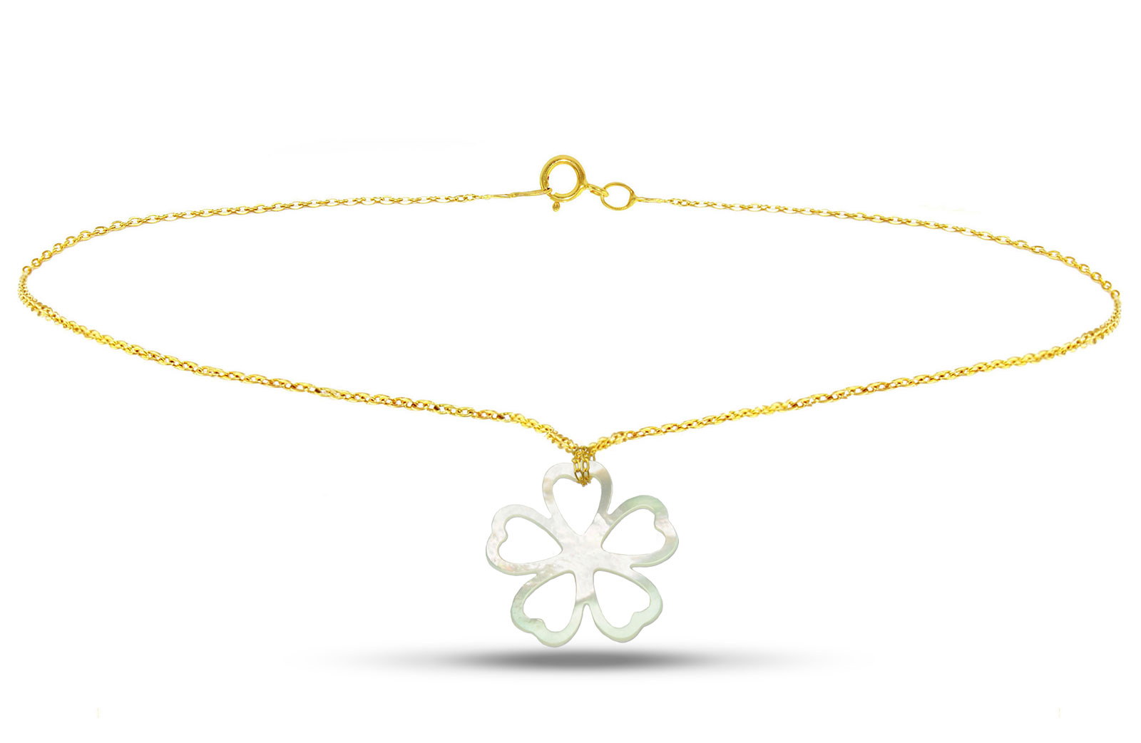 Vera Perla 18K Gold Lucky Clover Mother of Pearl Bracelet