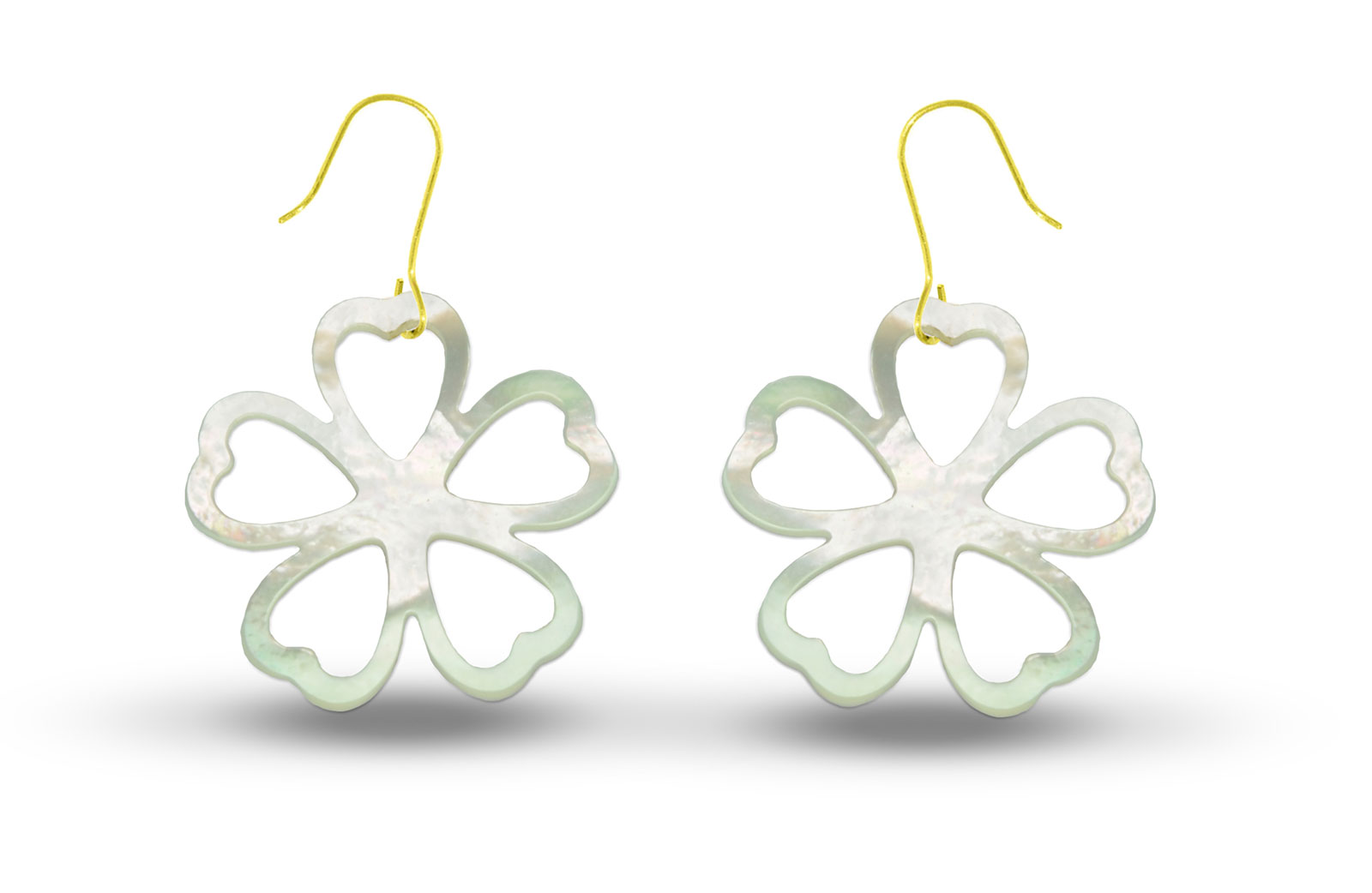 Vera Perla 18K Gold Lucky Clover Mother of Pearl Earrings