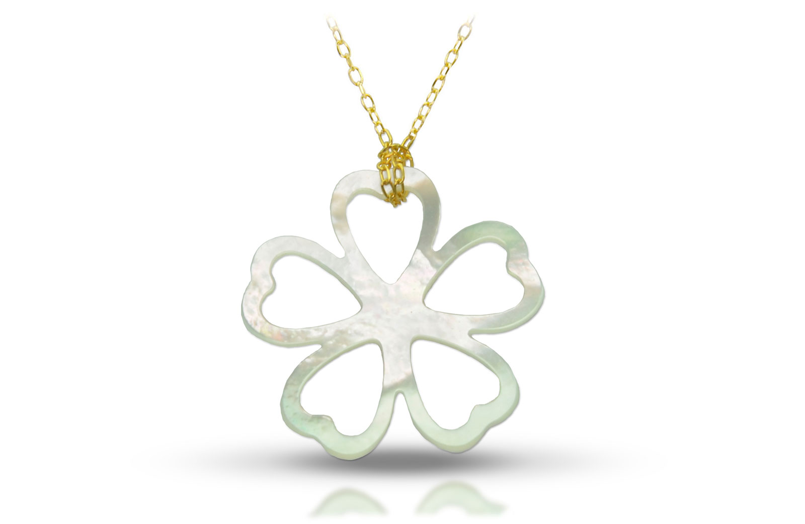 Vera Perla 18K Gold Lucky Clover Mother of Pearl Necklace