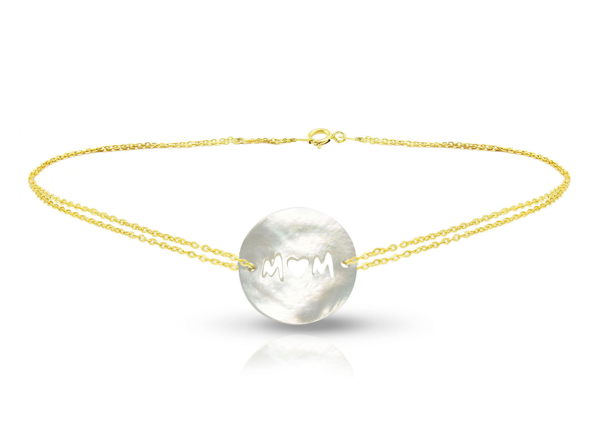 Vera Perla 18K Gold Mom Mother of Pearl Bracelet