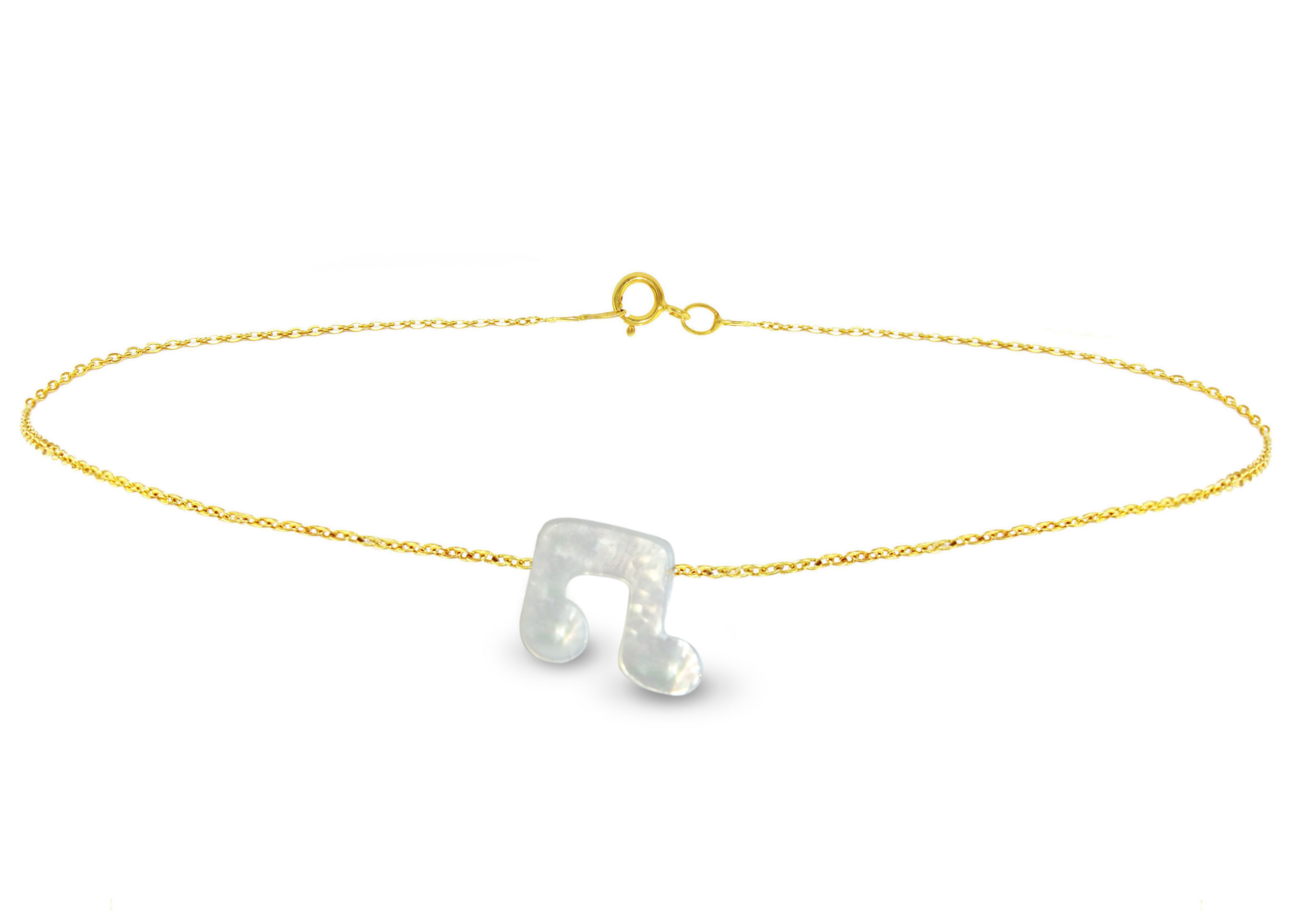 Vera Perla 18K Gold Musical Sign Shape Mother of Pearl Bracelet