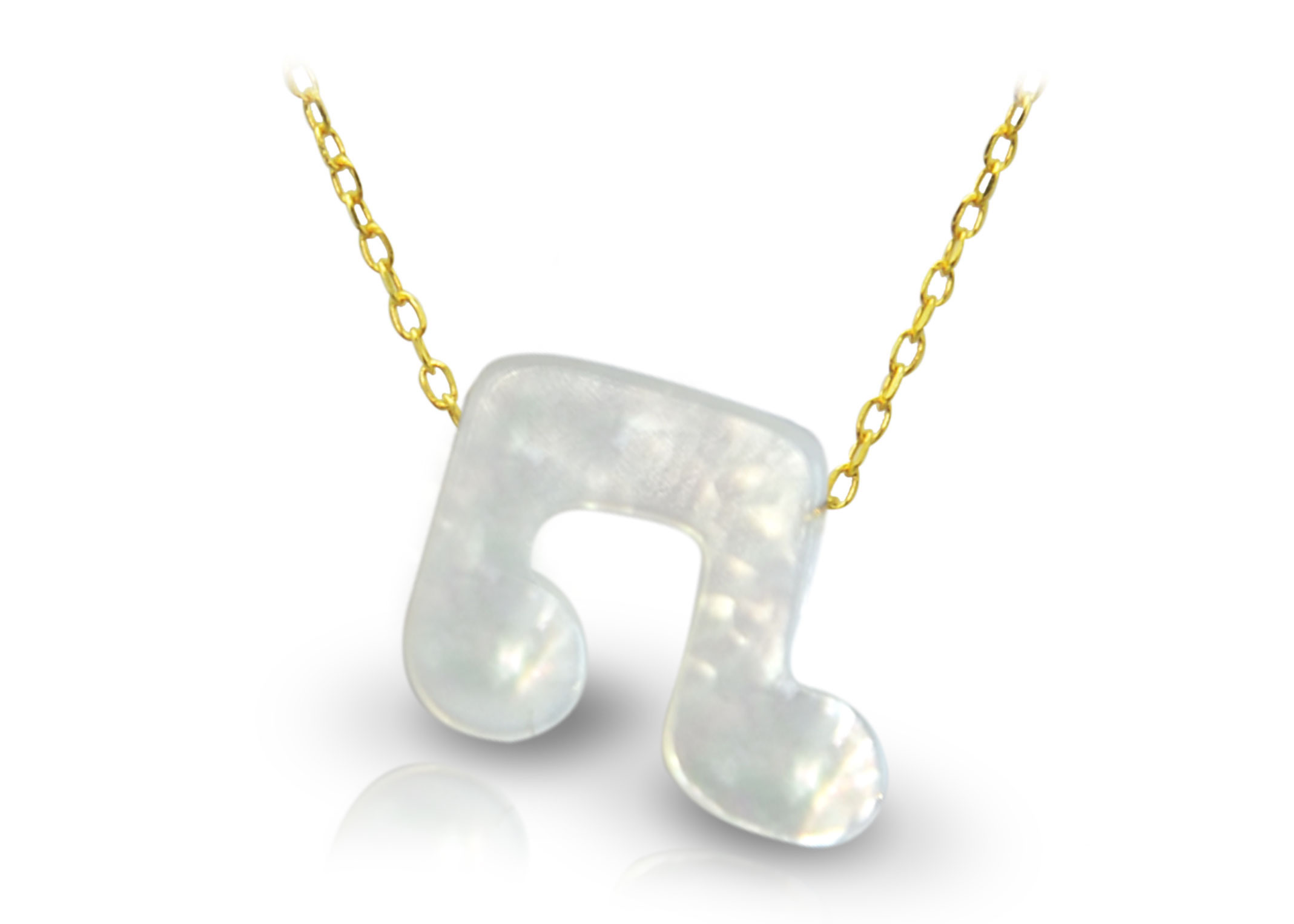 Vera Perla 18K Gold Musical Sign Shape Mother of Pearl Necklace