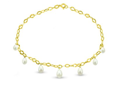 Vera Perla 18K Gold Pearl Drops Bracelet