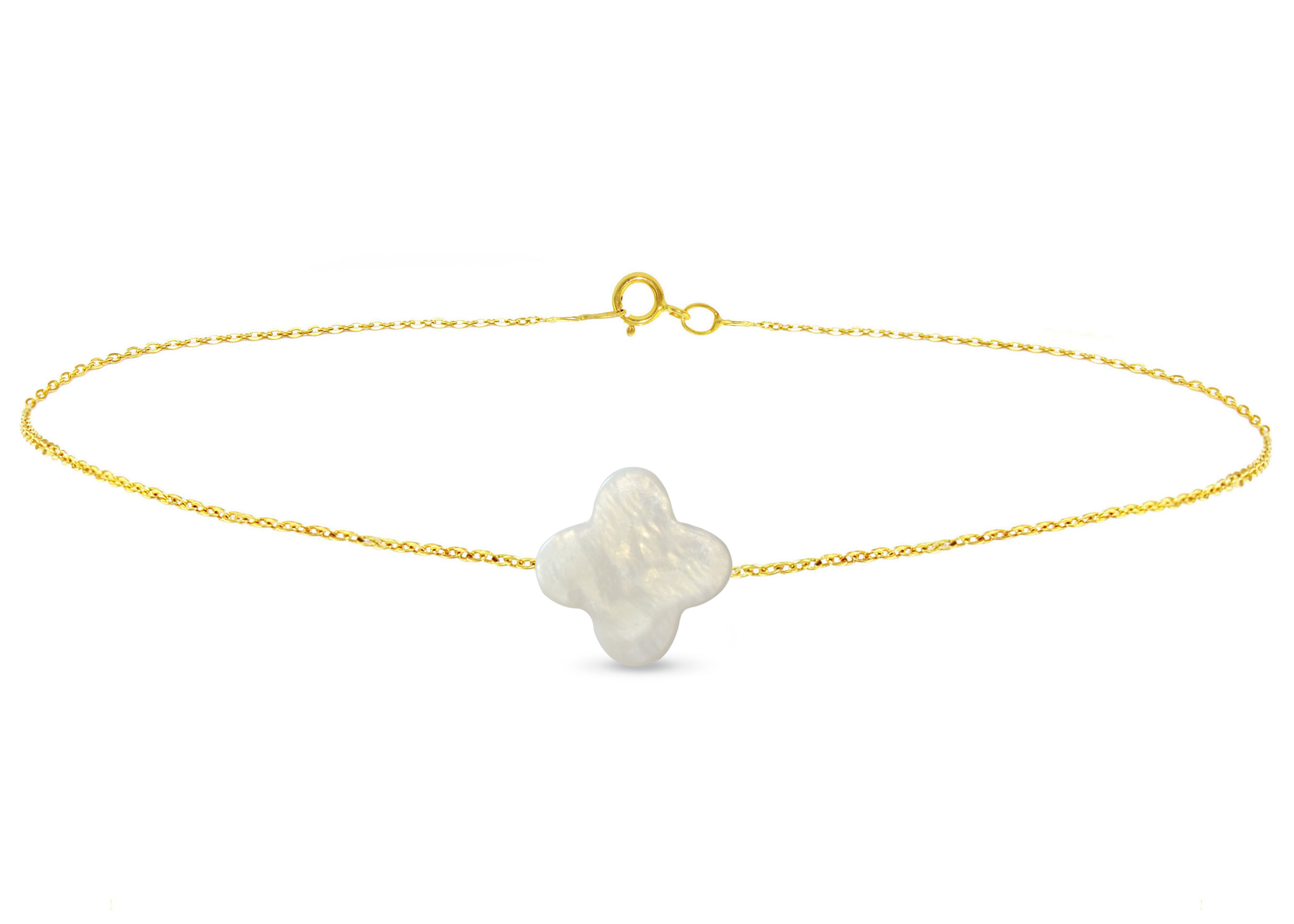 Vera Perla 18K Gold Plum Flower Shape Mother of Pearl Bracelet