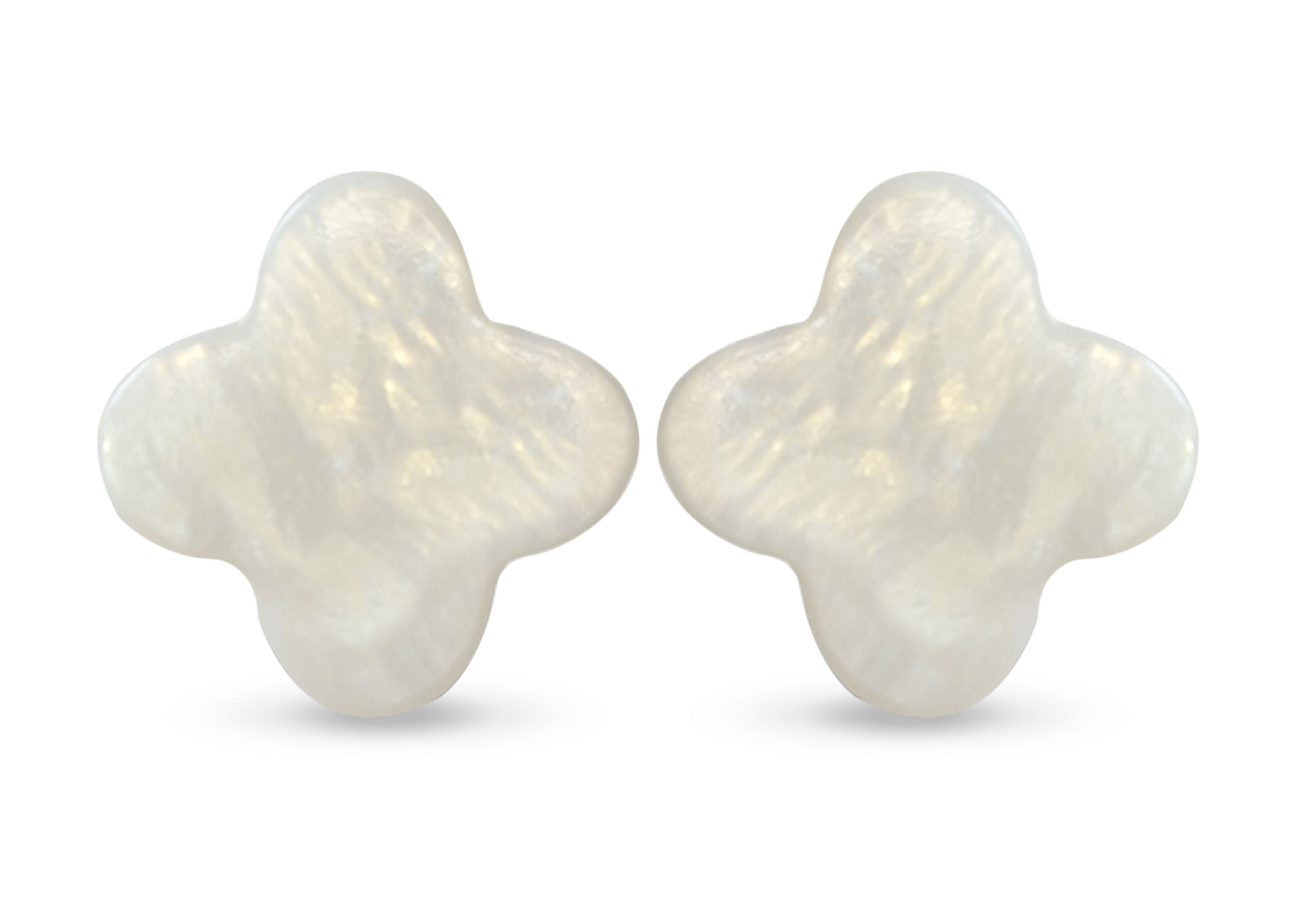 Vera Perla 18K Gold Plum Flower Shape Mother of Pearl Earrings