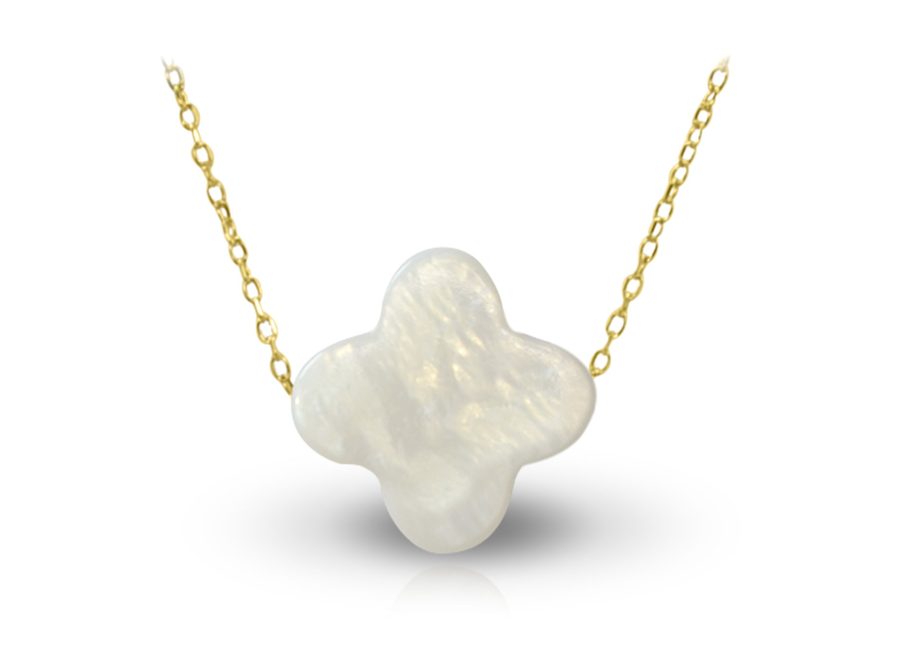 Vera Perla 18K Gold Plum Flower Shape Mother of Pearl Necklace