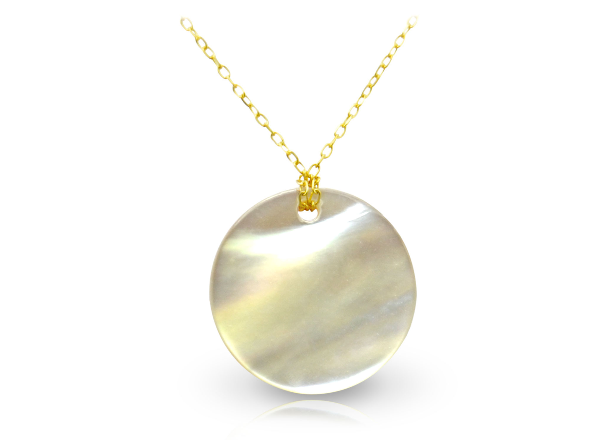 Vera Perla 18K Gold Purple Coin Mother of Pearl Necklace