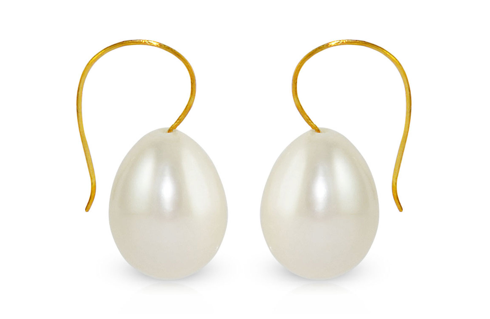 Vera Perla 18K Gold Simple 10mm Drop White Pearl Earrings