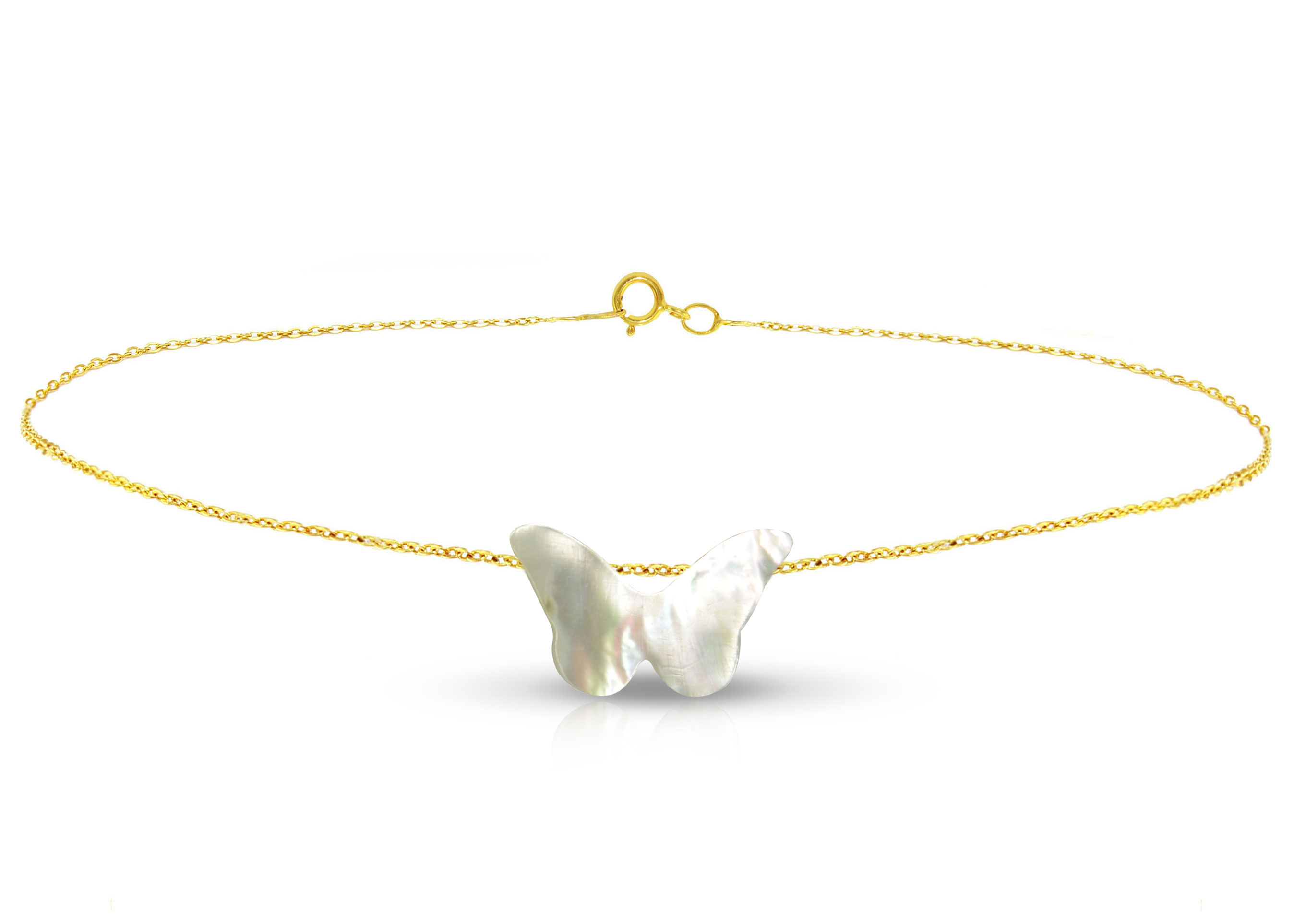 Vera Perla 18K Gold Small Butterfly Shape Mother of Pearl Bracelet