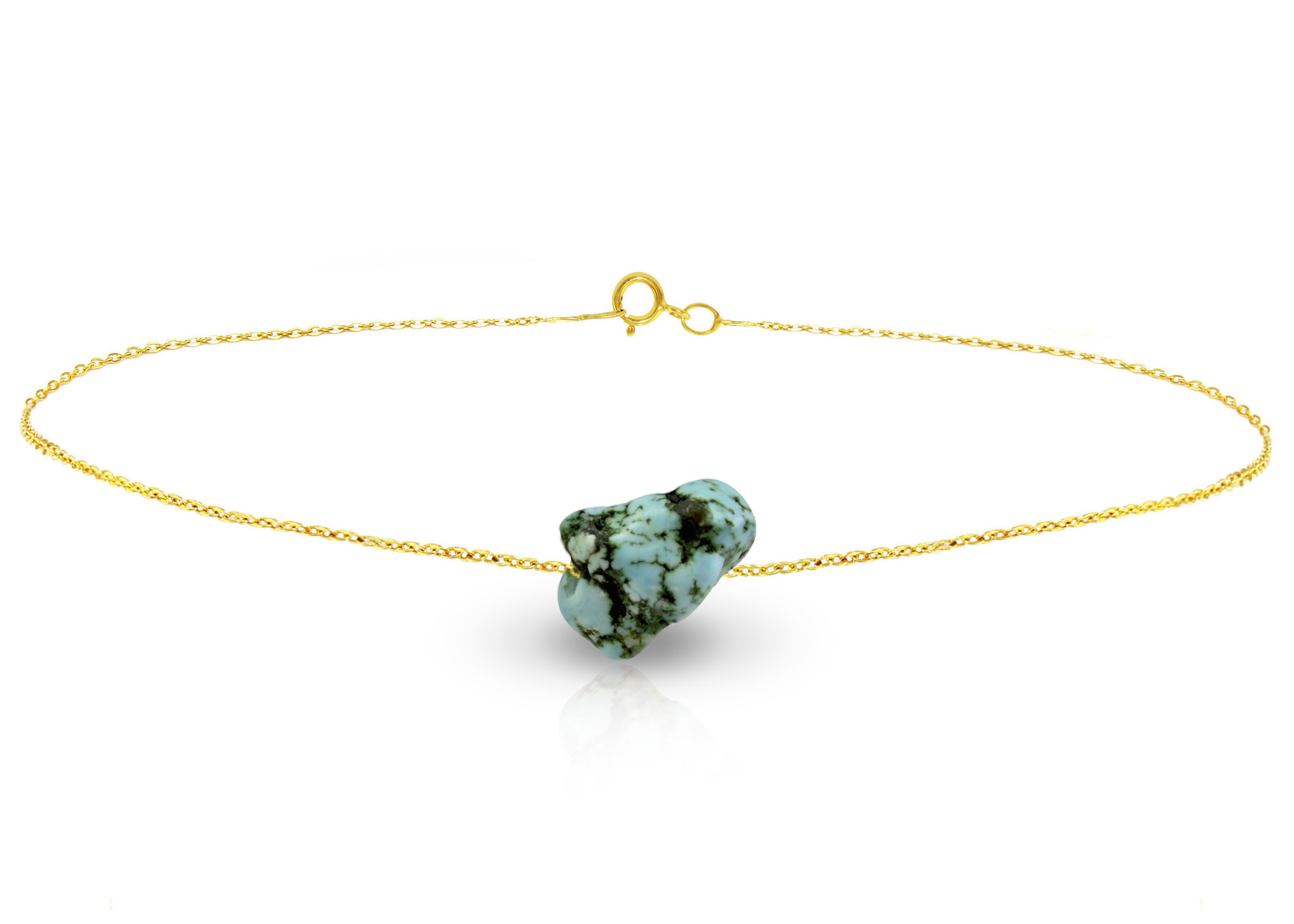 Vera Perla 18K Gold Turquoise Nugget Bracelet