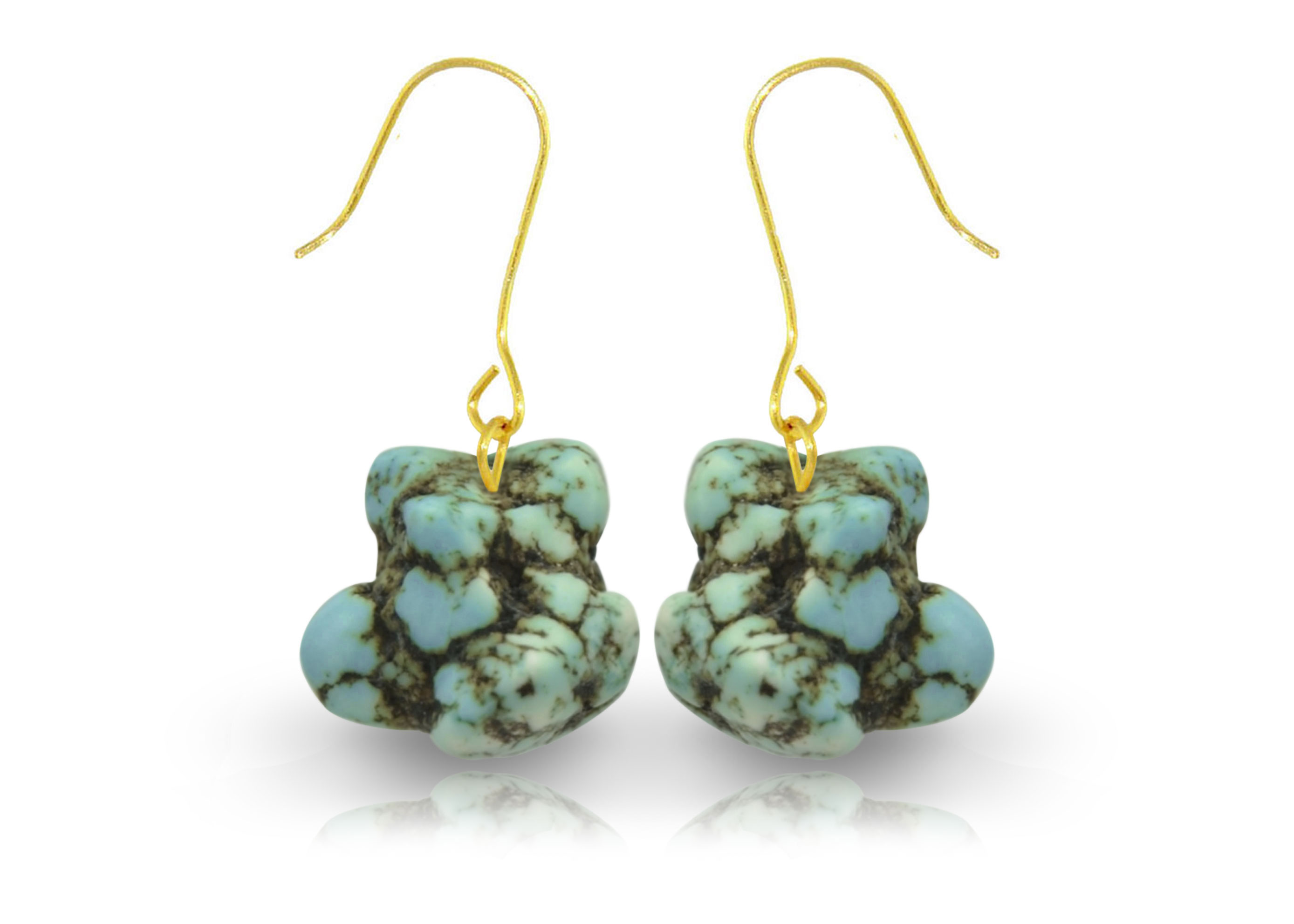 Vera Perla 18K Gold Turquoise Nugget Earrings