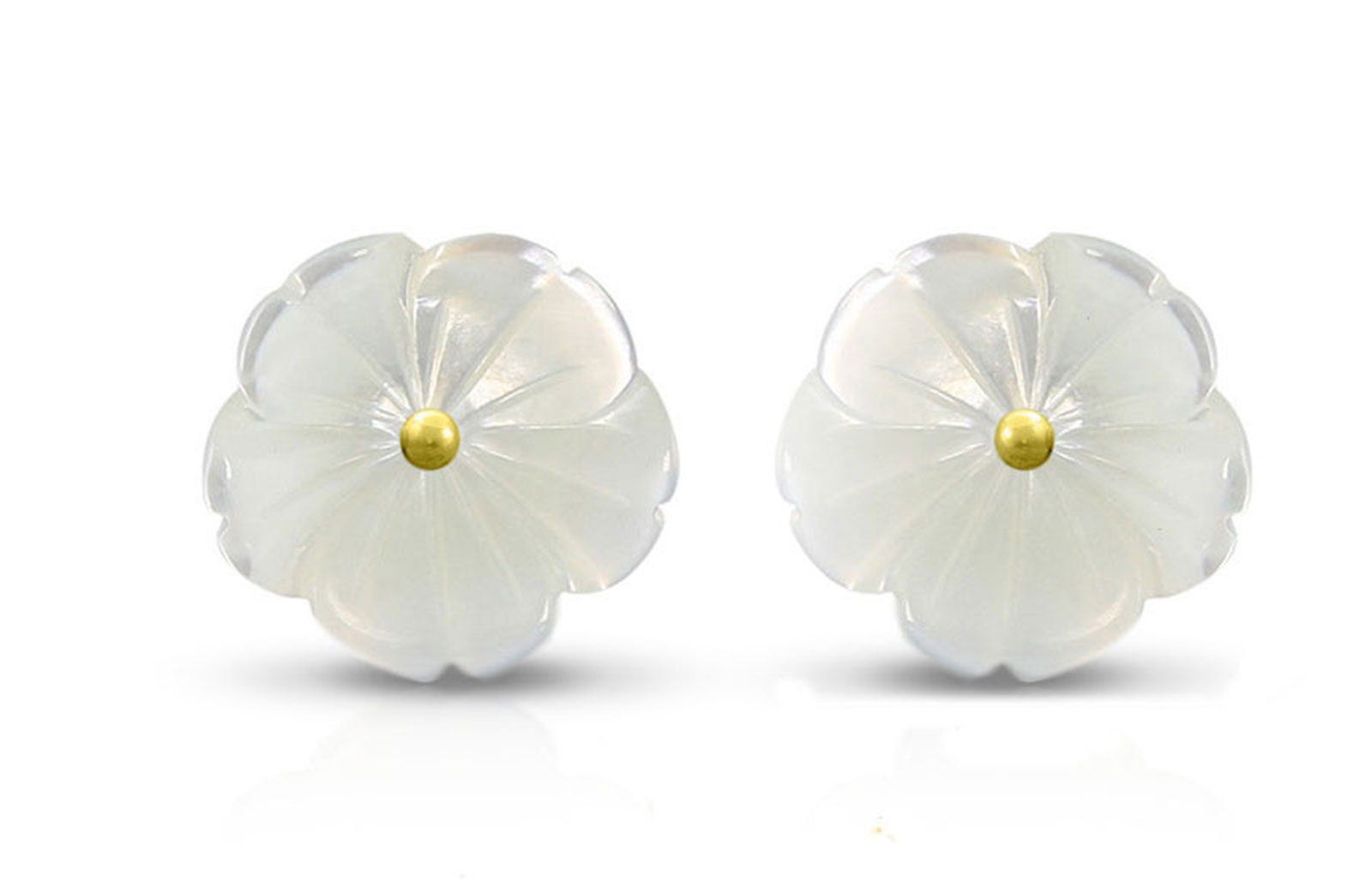 Vera Perla 18K Gold with Pearl Flower Shell Screw Back Earrings