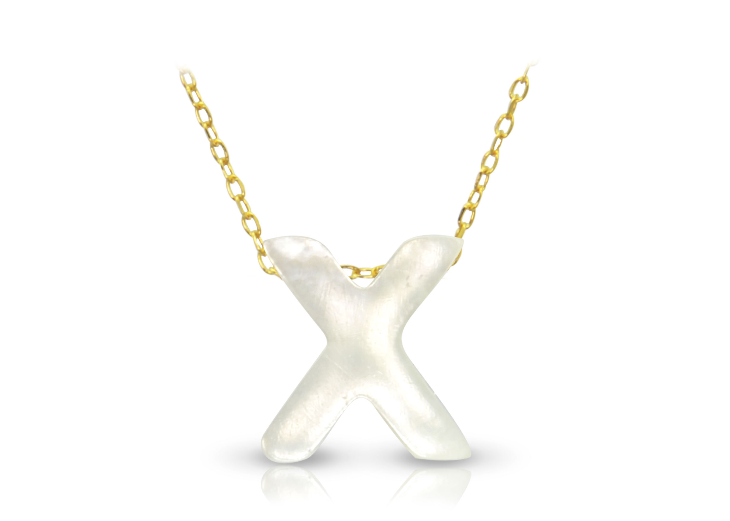 Vera Perla 18K Gold X Letter  Mother of Pearl Necklace