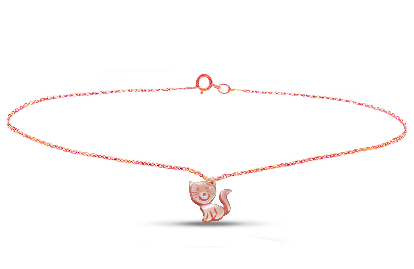 Vera Perla 18K Rose Gold Pink Kitty Mother of Pearl Bracelet