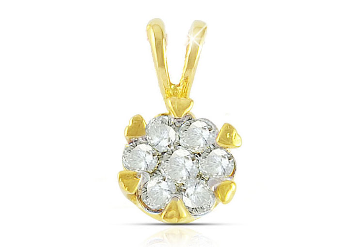 Vera Perla 18K Solid Gold 0.11Cts Diamonds  Solitaire Pendant