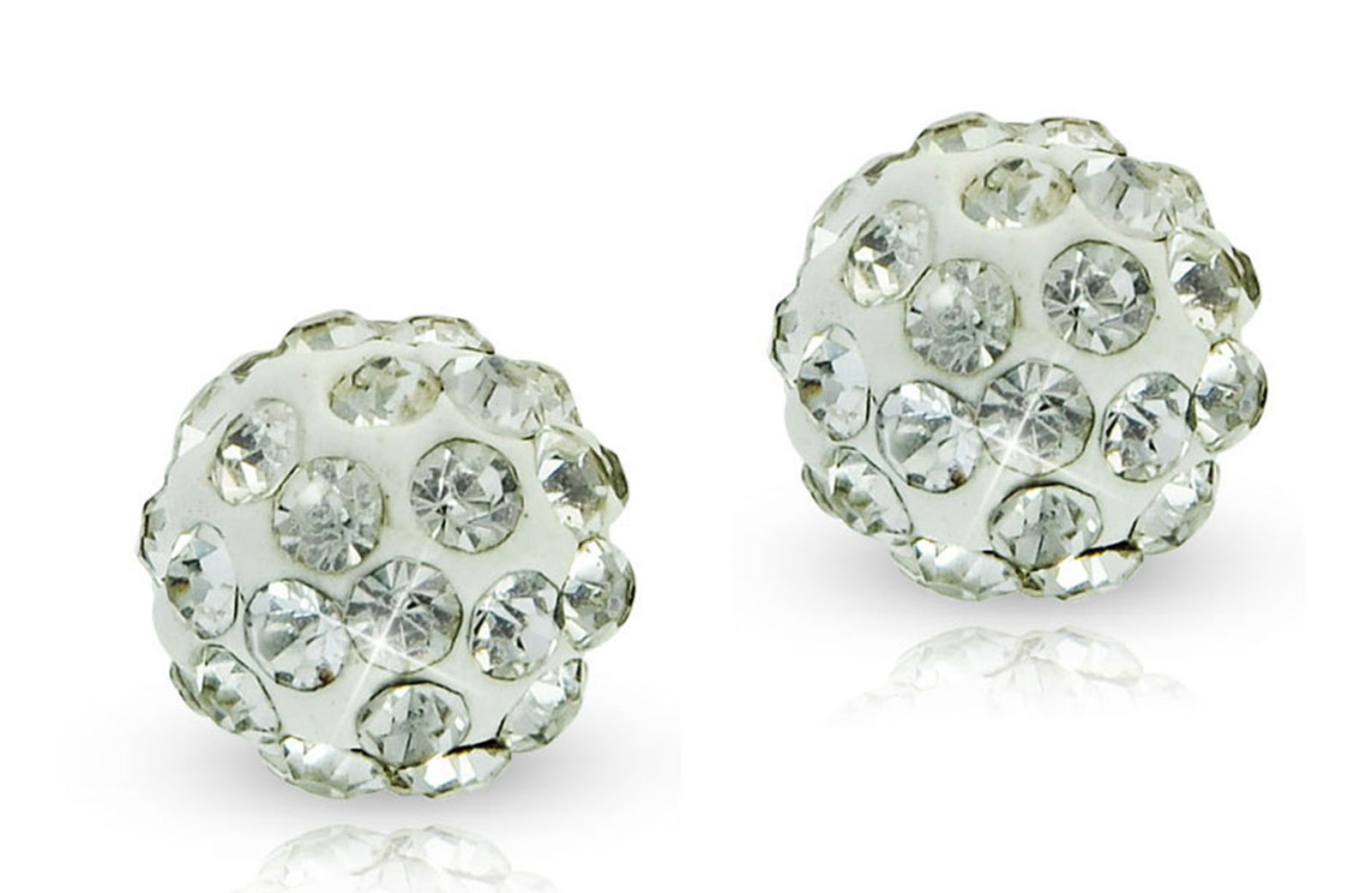 Vera Perla 18k Solid Gold 10mm Simple Crystal Ball Earrings
