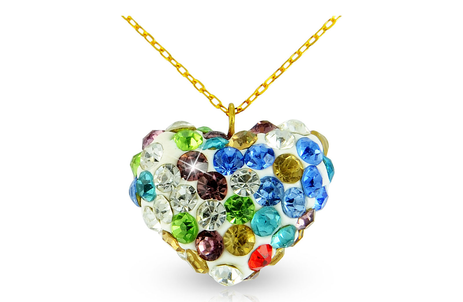 Vera Perla 18k Solid Gold 15mm Crystal Heart Delicate Necklace