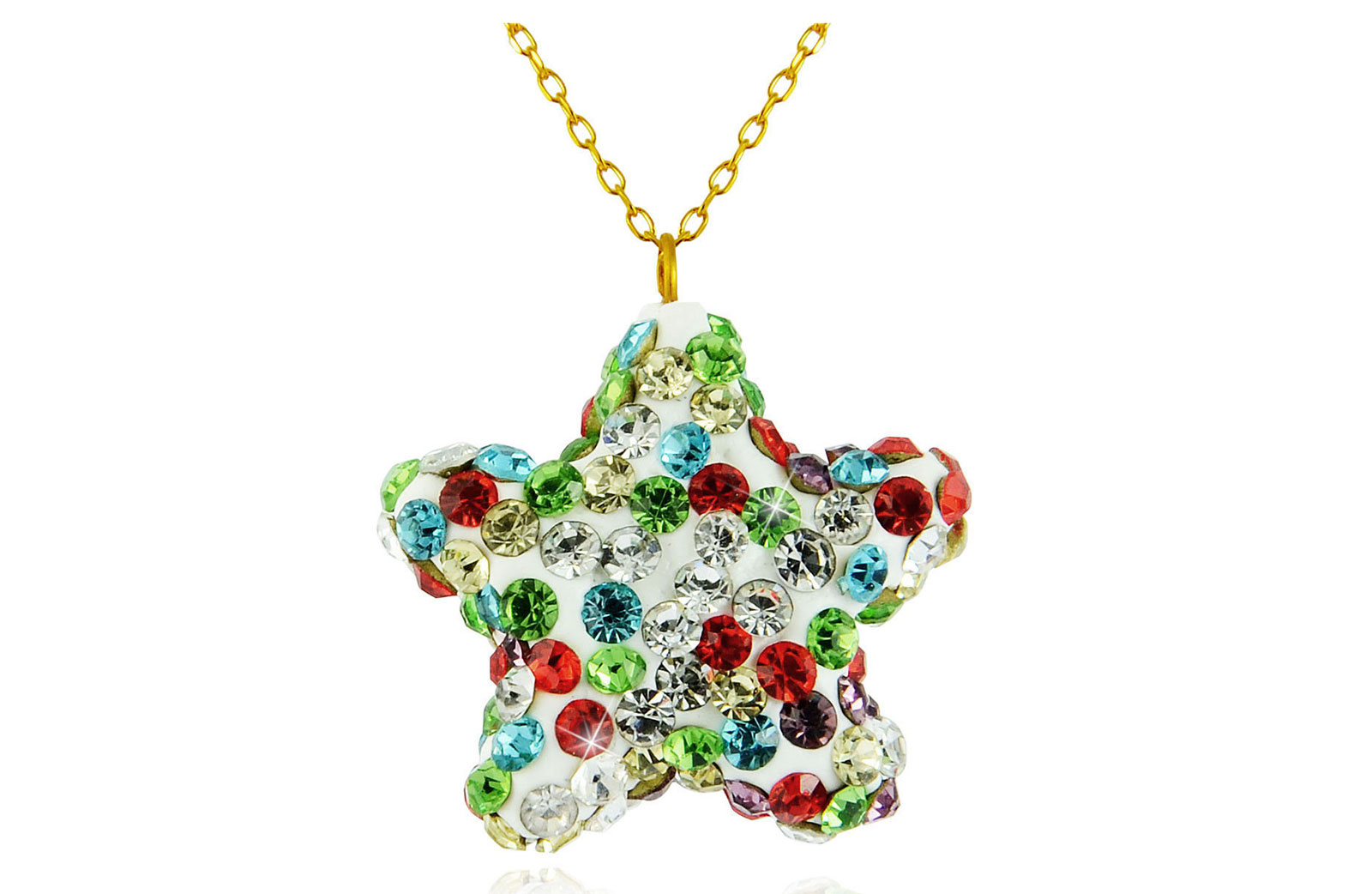 Vera Perla 18k Solid Gold 20mm Crystal Star Delicate Necklace