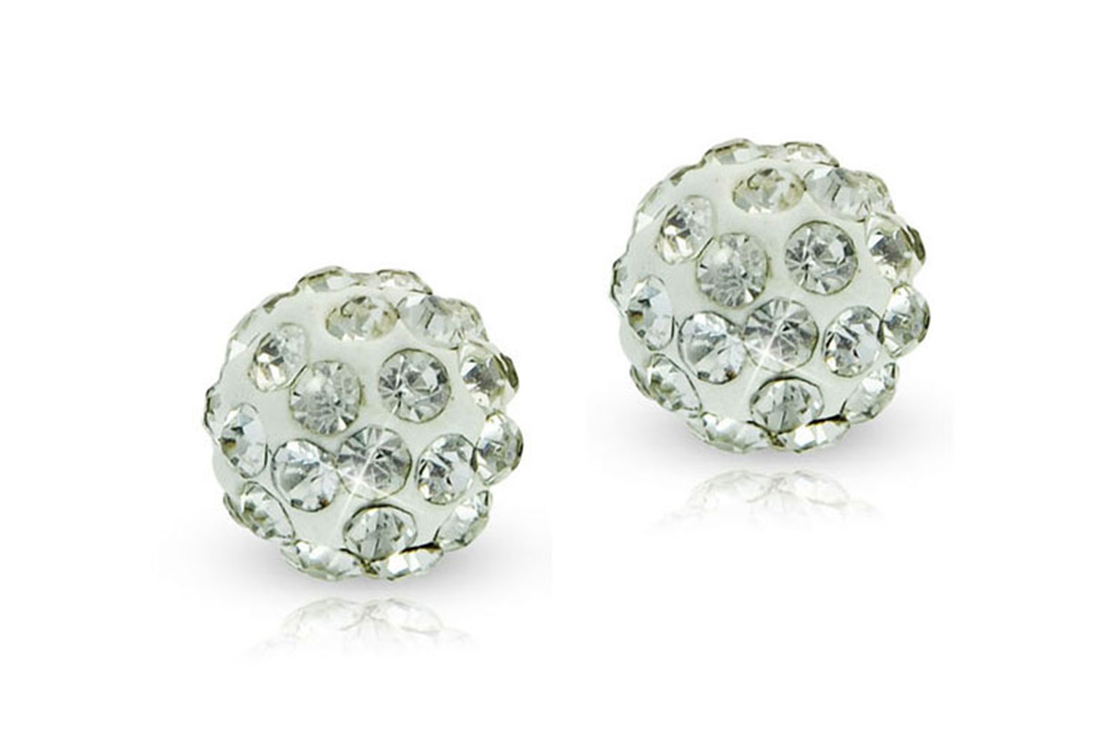 Vera Perla 18k Solid Gold 6mm Simple Crystal Ball Earrings