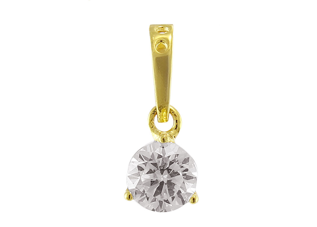 Vera Perla 18K Solid Gold and Cubic Zircon Solitaire Pendant