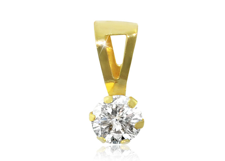 Vera Perla 18K Solid Gold and Cubic Zircon Solitaire Pendant