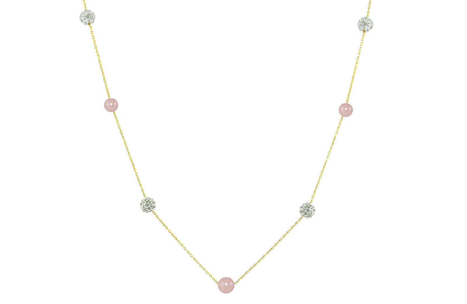 Vera Perla 18K Solid Gold Gradual Built-in 5-6mm Purple Pearls and Crystal Ball Necklace