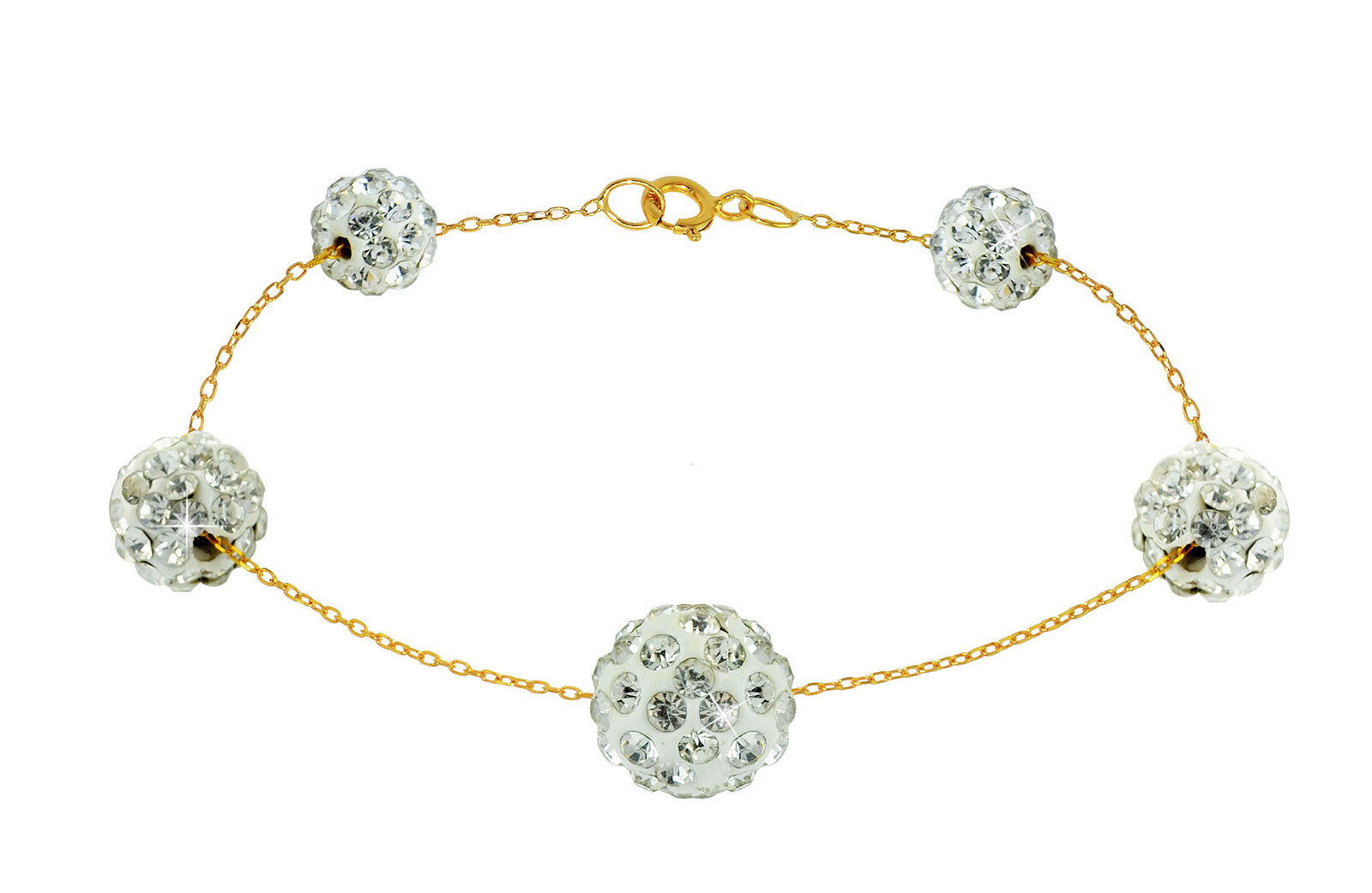 Vera Perla 18k Solid Gold Gradual Built-in Crystal Ball Bracelet