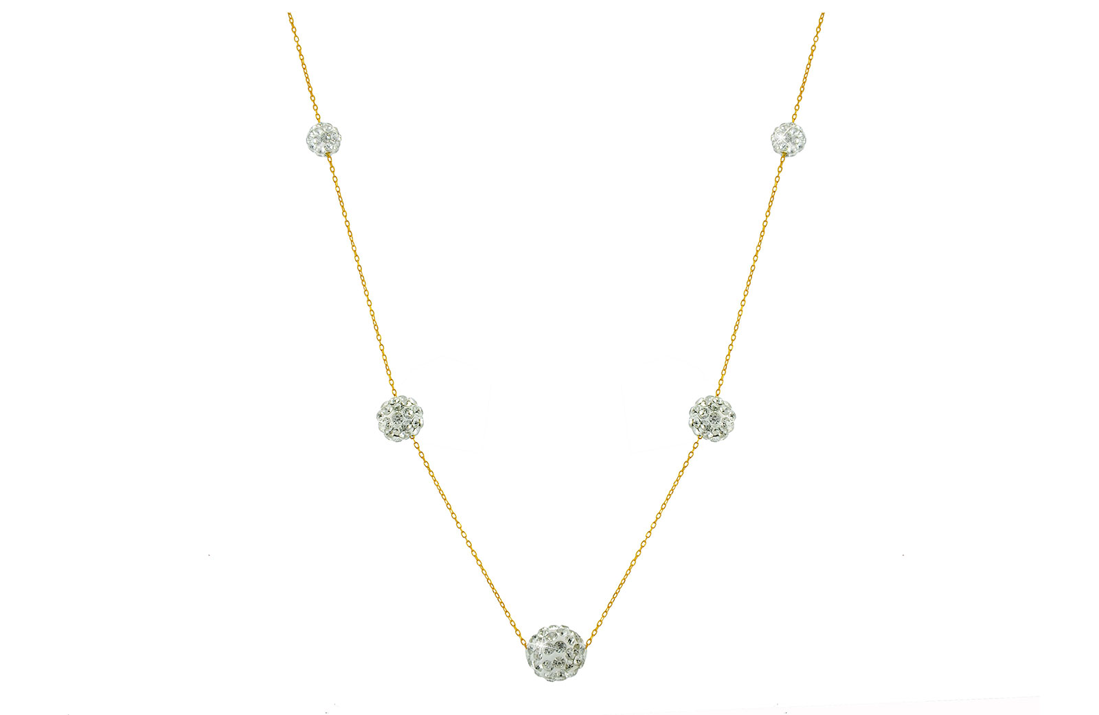 Vera Perla 18k Solid Gold Gradual Built-in Crystal Ball Necklace