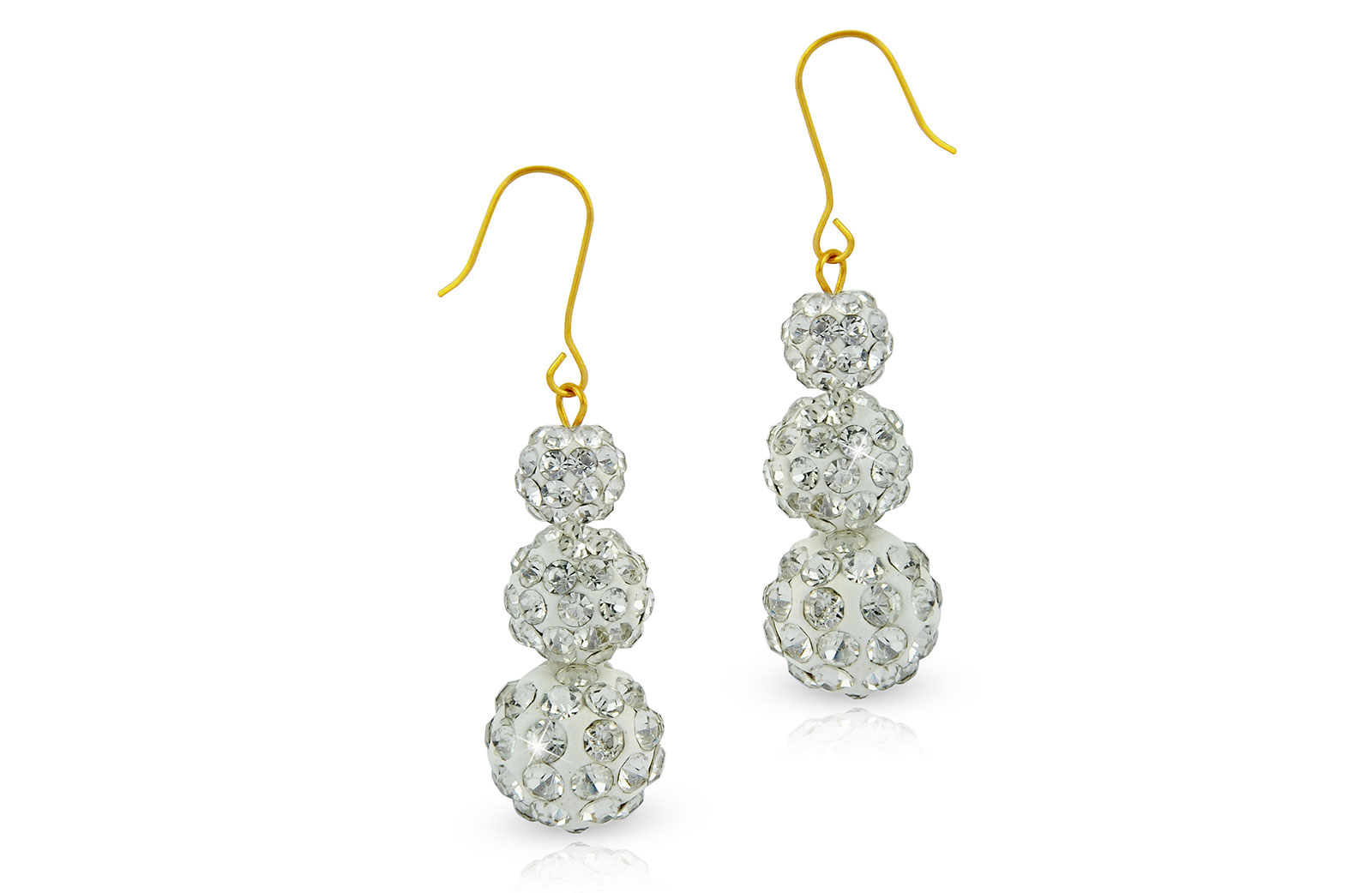 Vera Perla 18k Solid Gold Journey Crystal Ball Earrings