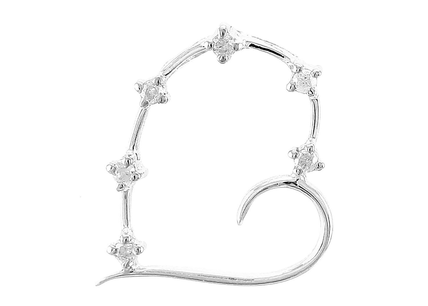 Vera Perla 18K Solid White Gold and 0.6cts  Diamonds Heart Pendant