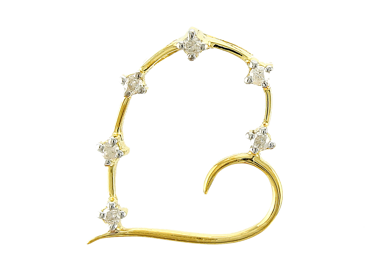 Vera Perla 18K Solid Yellow Gold and 0.6cts  Diamonds Heart Pendant