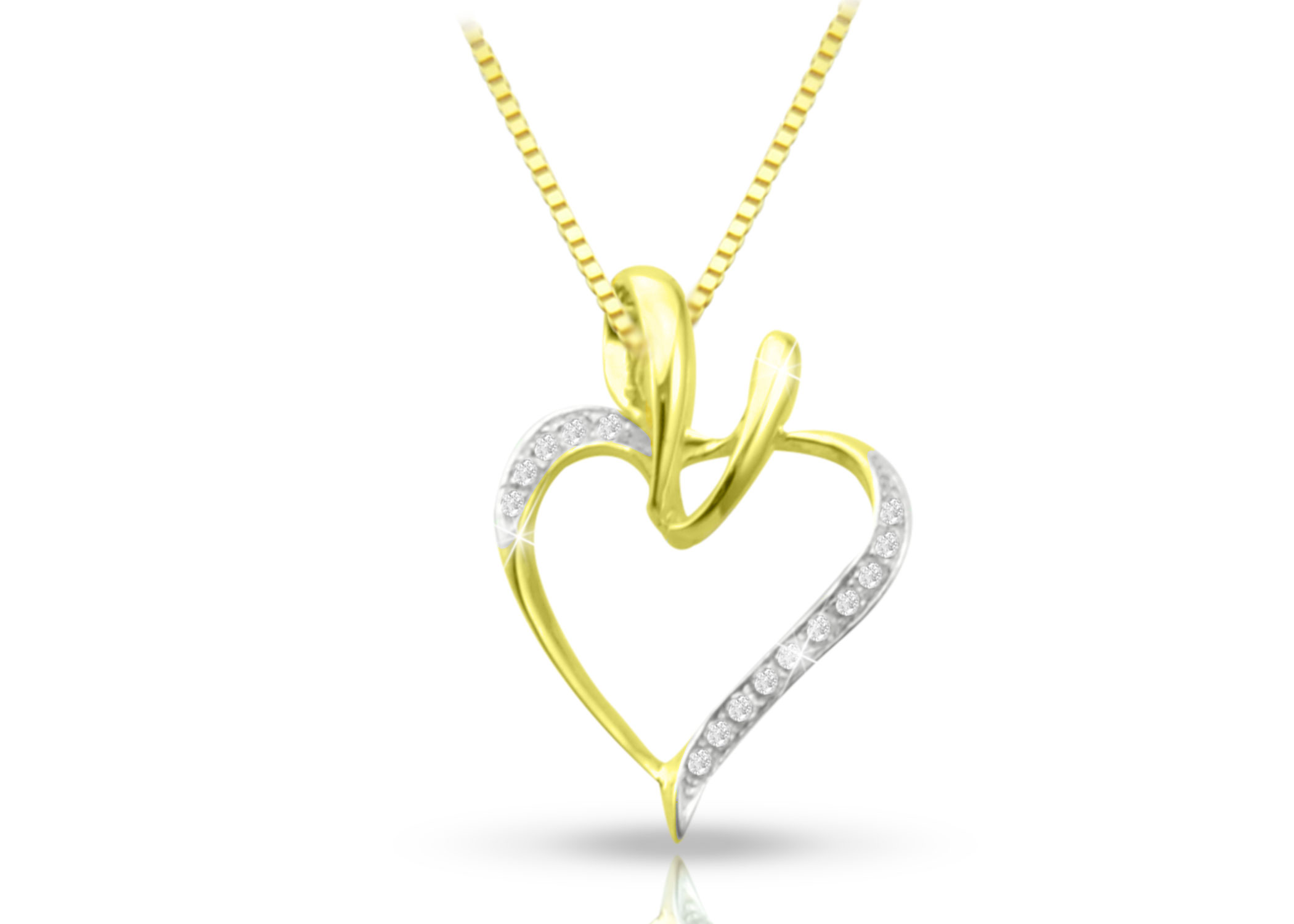 Vera Perla 18K Yellow Gold Curvy Heart Diamonds Necklace
