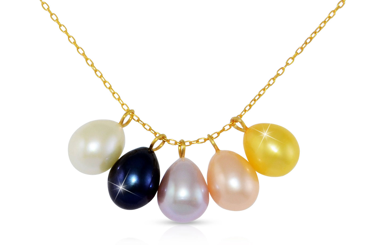 Vera Perla 5 in 1 18K Gold Pearls 5 Pendants and 1 Chain