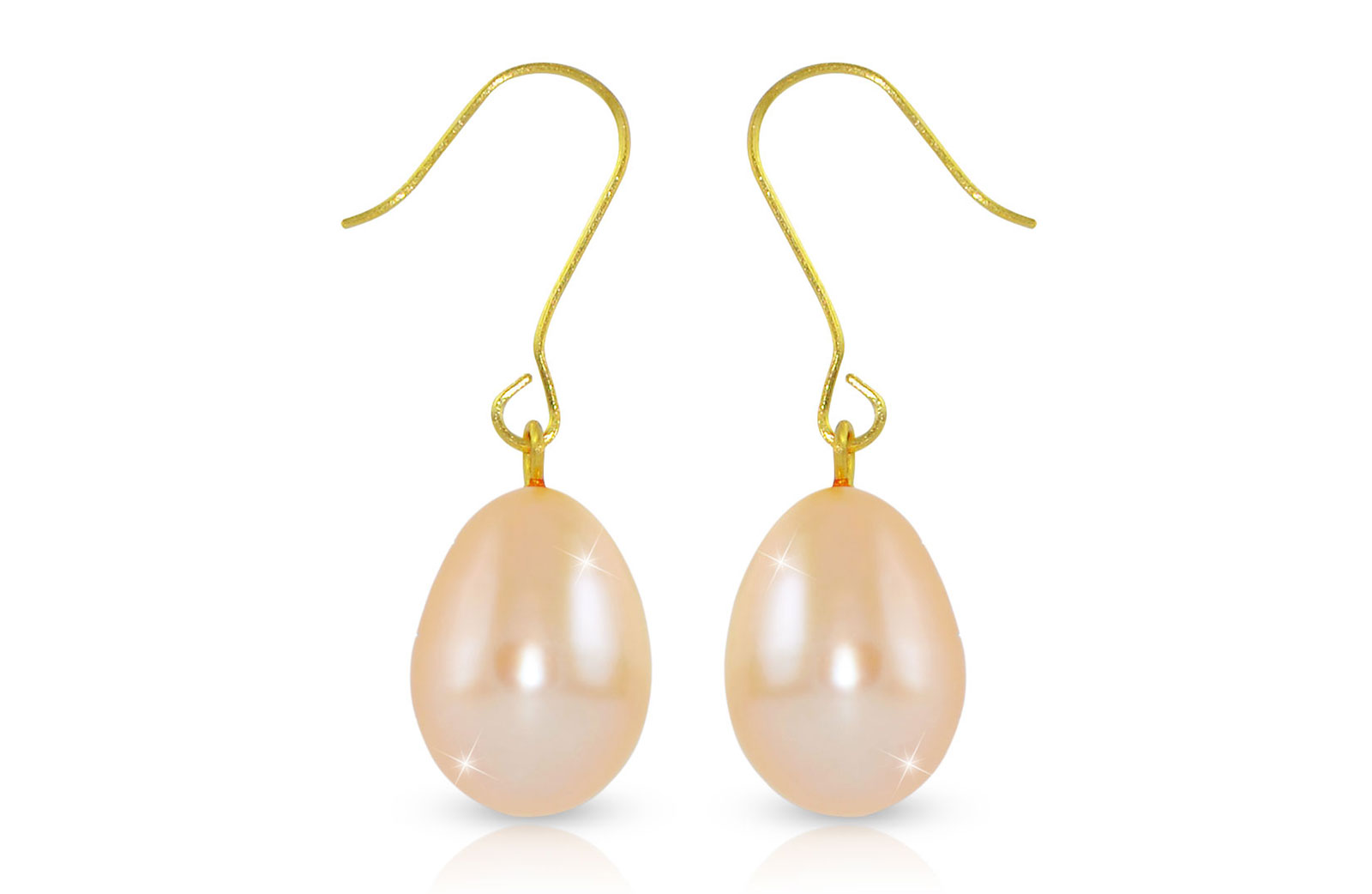 Vera Perla 9-10mm  Big Pink Baroque Pearls Earrings in 18K Gold