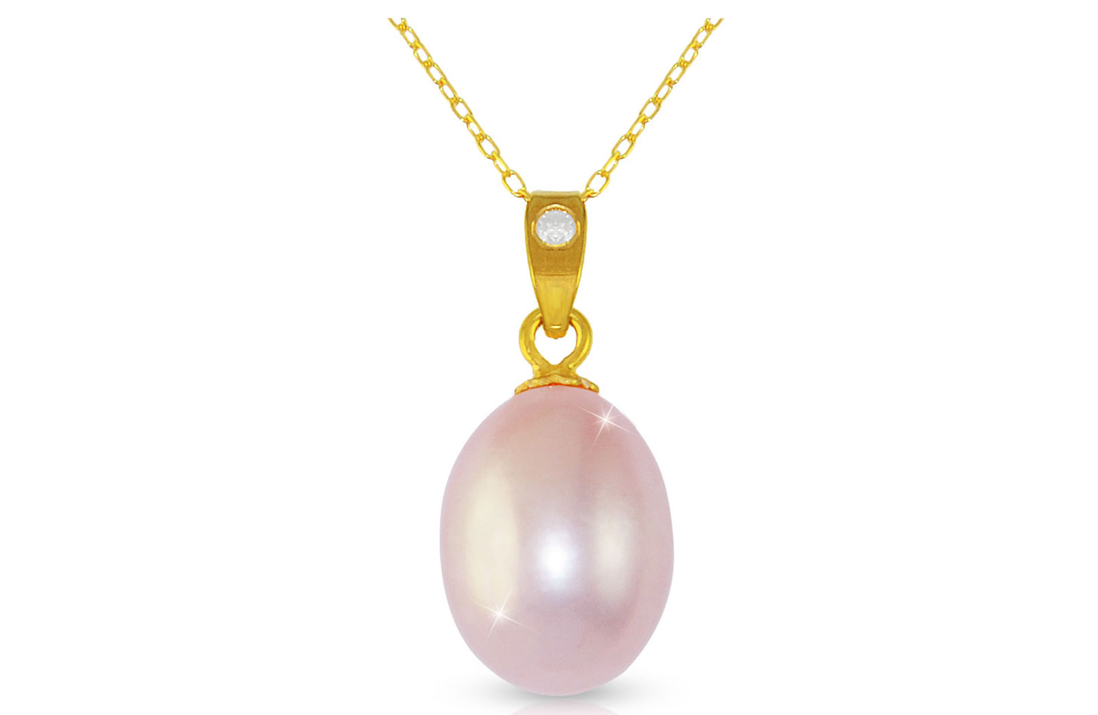 Vera Perla Purple Baroque Pearl 18K Gold Pendant with 10K Gold Chain