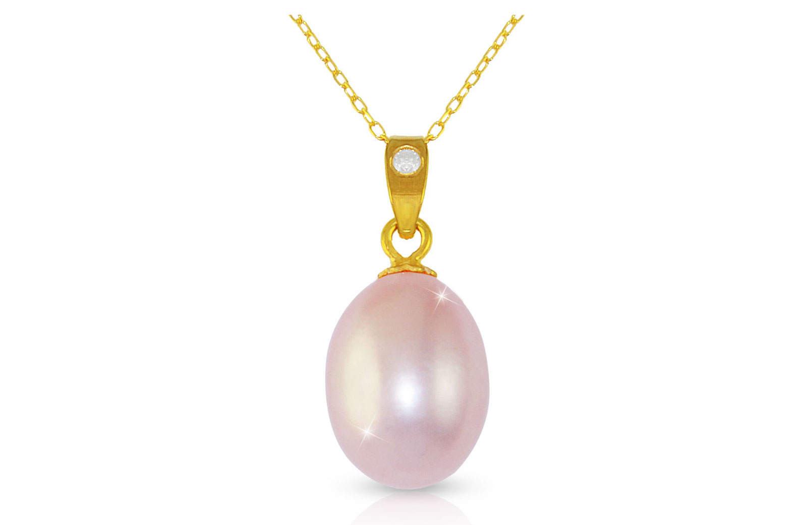 Vera Perla Purple Baroque Pearl 18K Gold Pendant with 18K Gold Chain